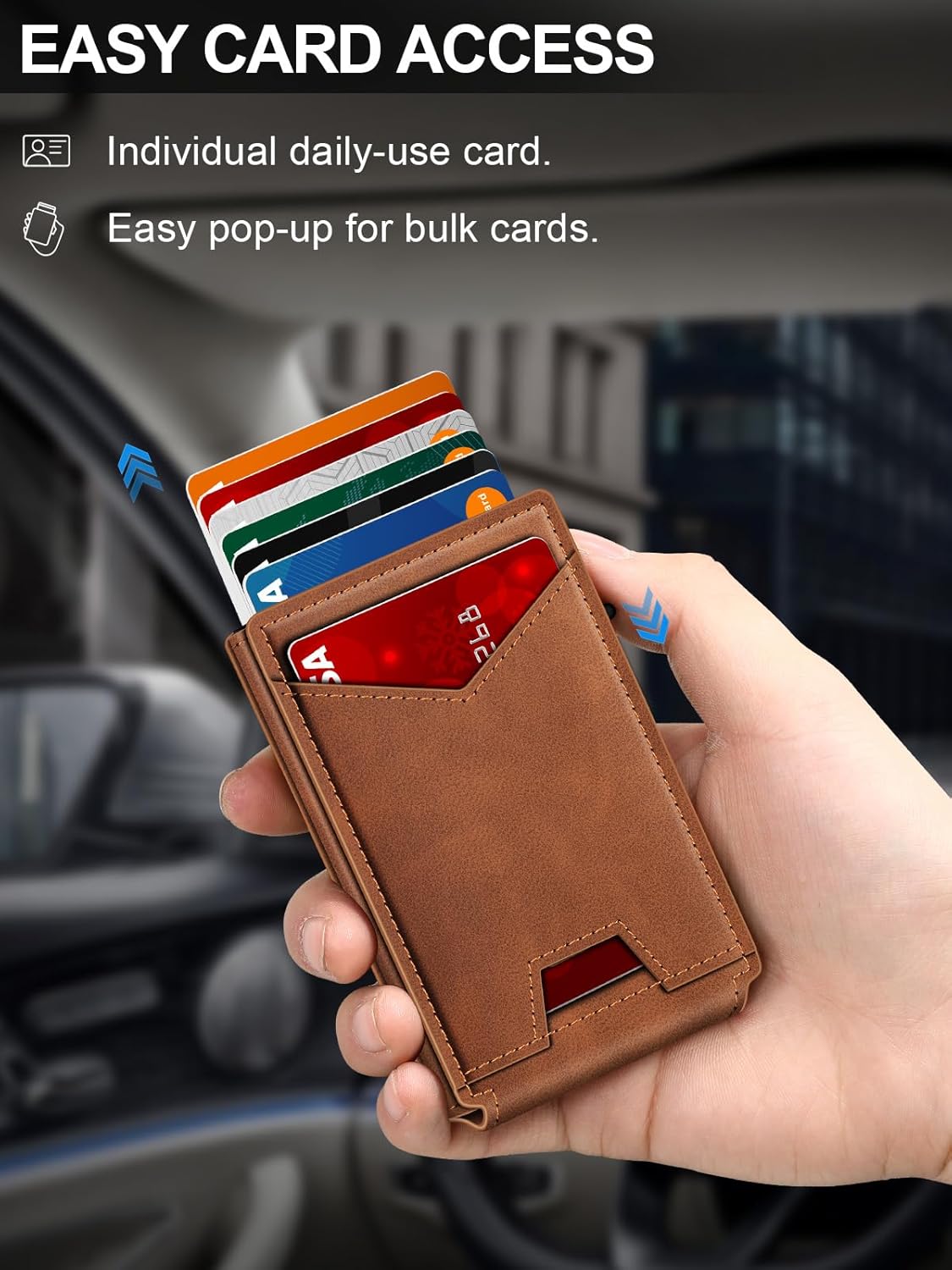 Slim RFID Wallet for Men with Pop - Up Card Holder & Money Clip | Minimalist Front Pocket Bifold - Abbycart