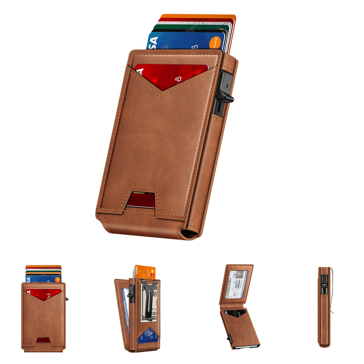 Slim RFID Wallet for Men with Pop-Up Card Holder & Money Clip | Minimalist Front Pocket Bifold