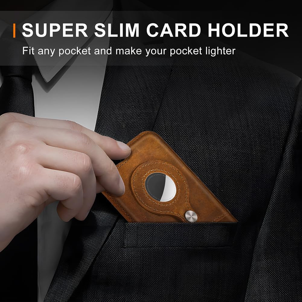 Slim RFID Wallet with AirTag Holder, Pop - Up Card Case & Money Clip - Abbycart
