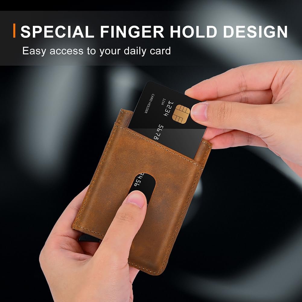 Slim RFID Wallet with AirTag Holder, Pop - Up Card Case & Money Clip - Abbycart