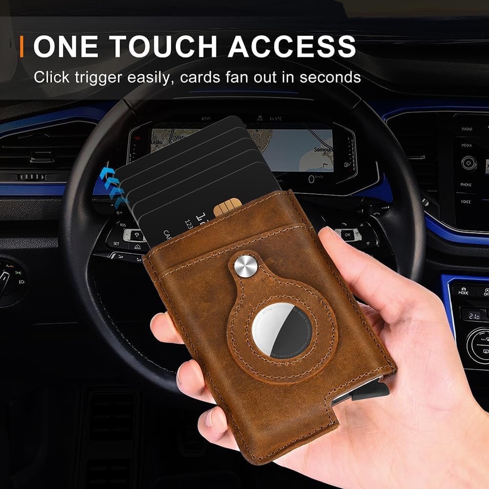 Slim RFID Wallet with AirTag Holder, Pop - Up Card Case & Money Clip - Abbycart