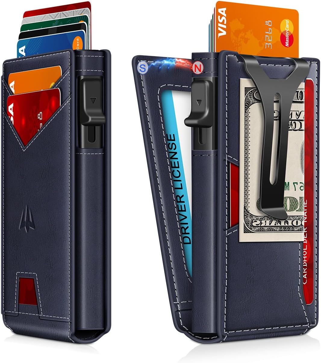 Slim Smart Wallet for Men | RFID Blocking Aluminum Pop-Up Wallet with Money Clip, ID Window & Gift Box