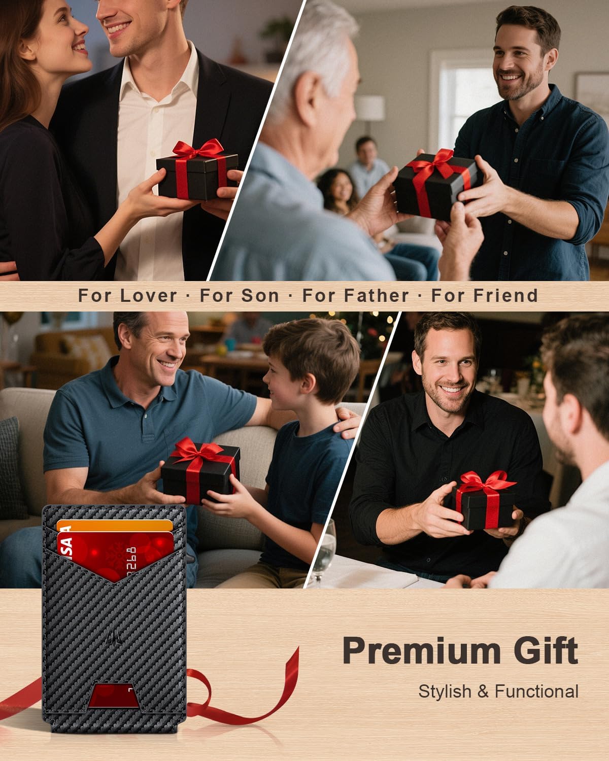 Slim Smart Wallet for Men | RFID Blocking Aluminum Pop - Up Wallet with Money Clip, ID Window & Gift Box - Abbycart