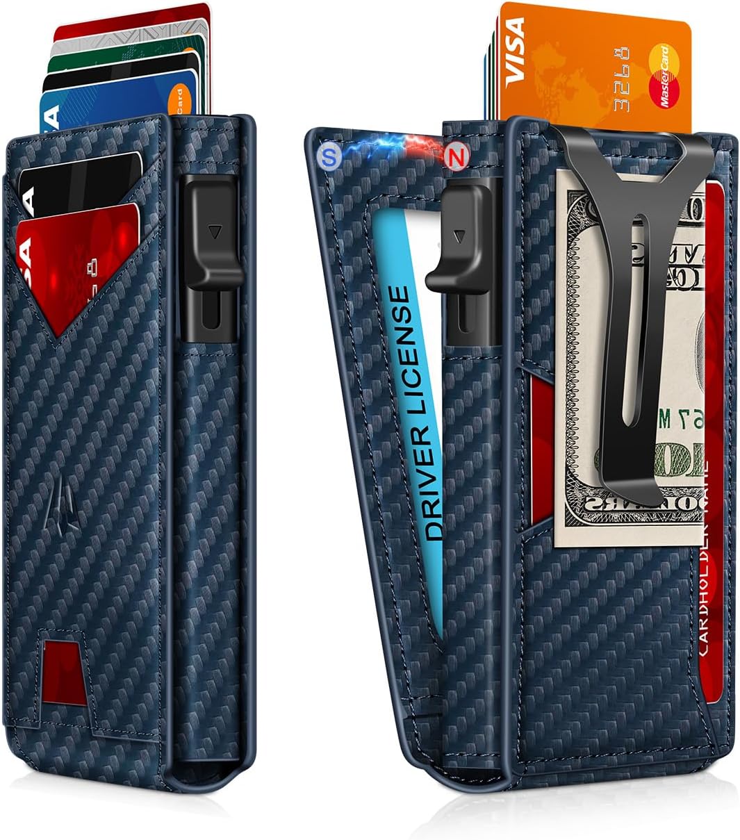 Slim Smart Wallet for Men | RFID Blocking Aluminum Pop-Up Wallet with Money Clip, ID Window & Gift Box