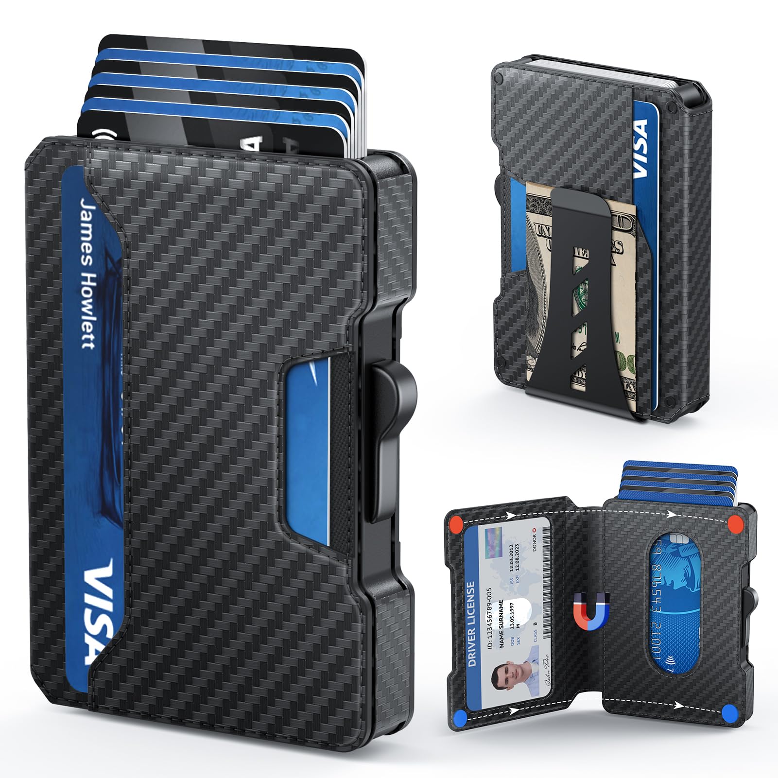 Slim Wallet for Men – RFID Blocking Minimalist Card Holder with Money Clip - Abbycart