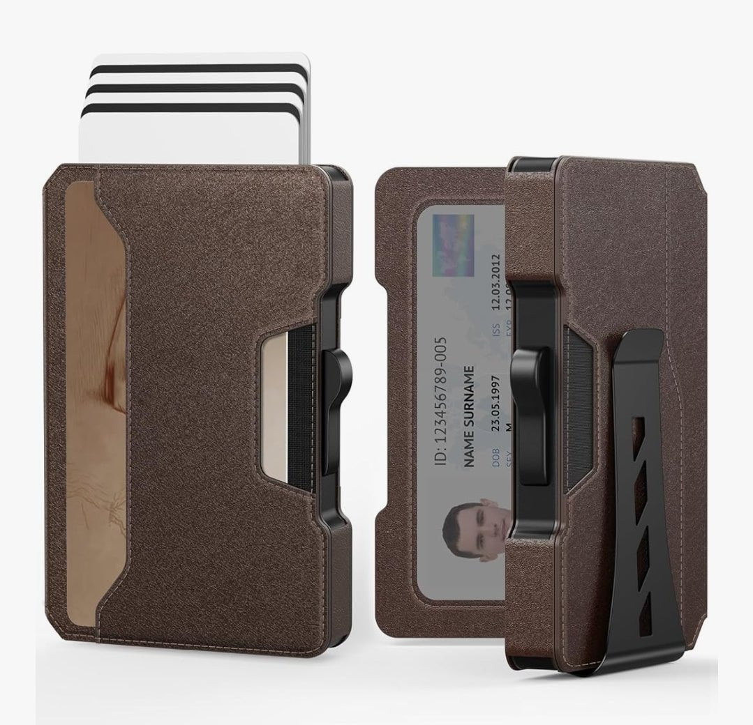 Slim Wallet for Men – RFID Blocking Minimalist Card Holder with Money Clip