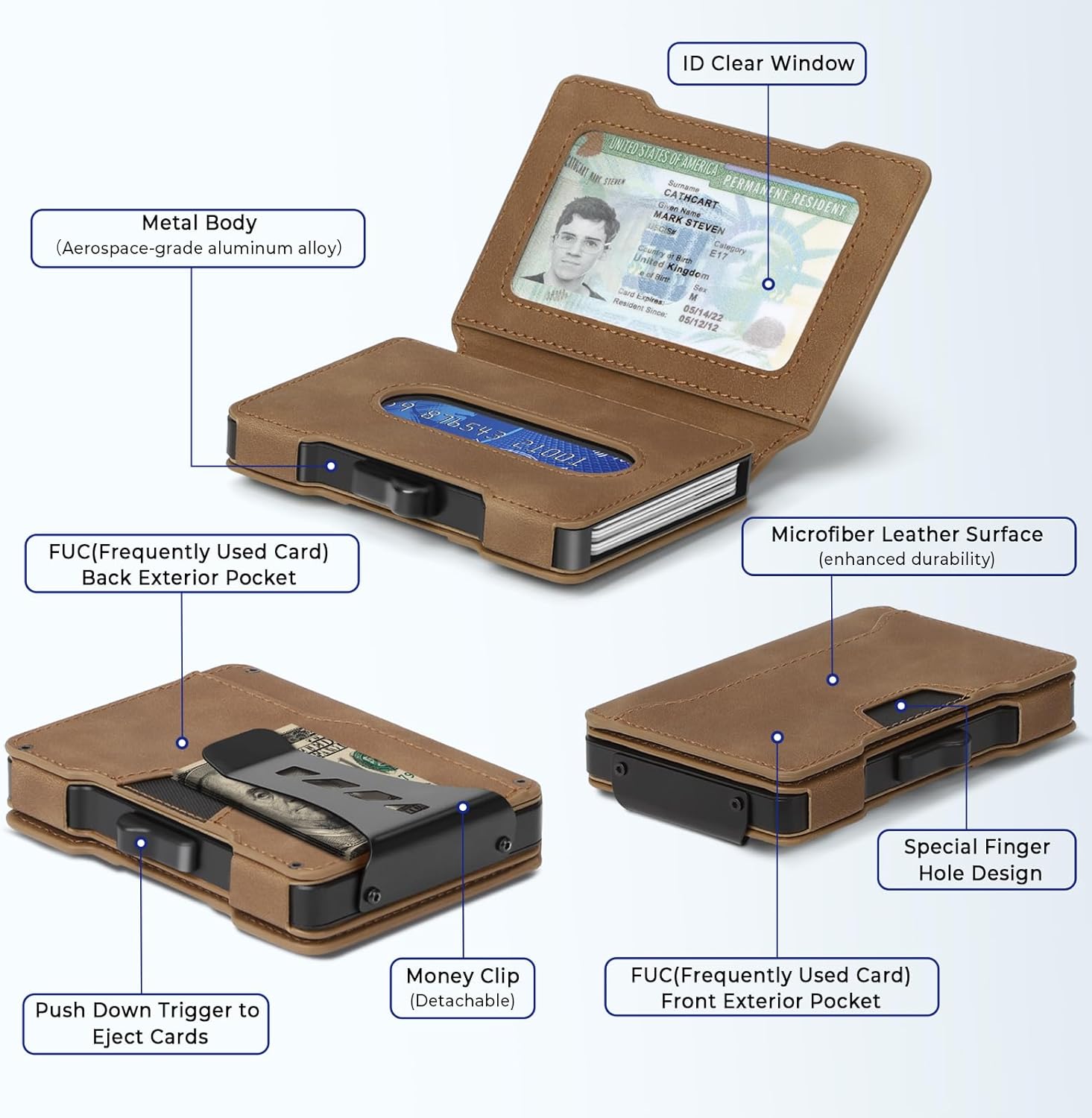 Slim Wallet for Men – RFID Blocking Minimalist Card Holder with Money Clip - Abbycart