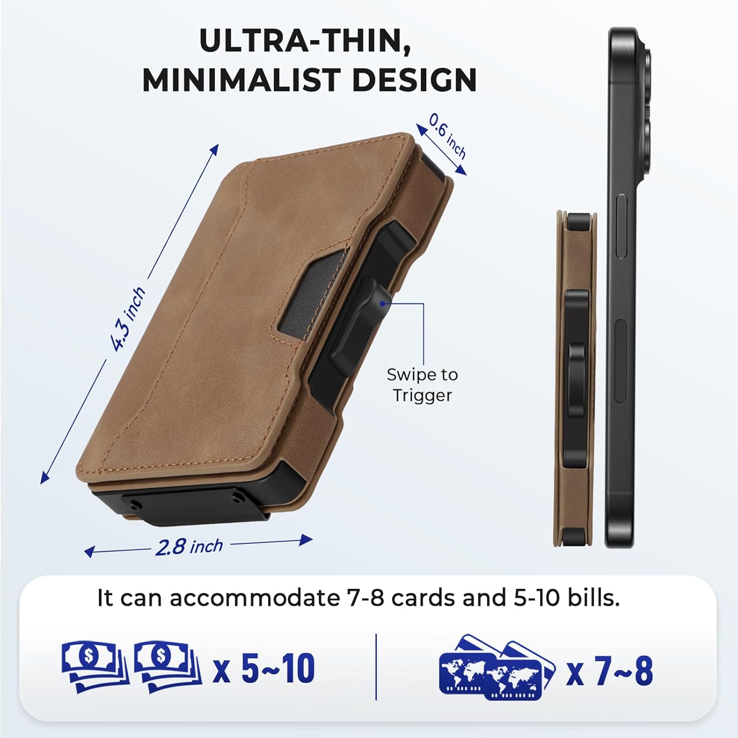 Slim Wallet for Men – RFID Blocking Minimalist Card Holder with Money Clip - Abbycart