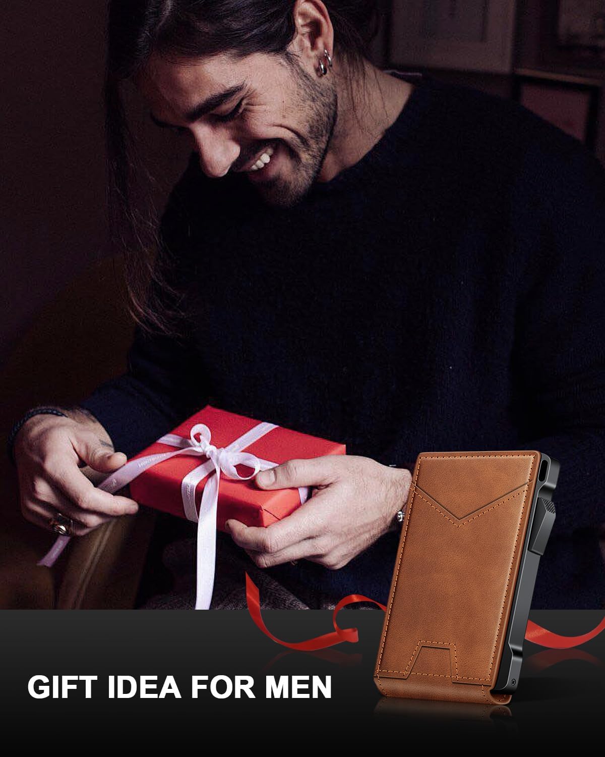 Slim Wallet for Men with Pop - Up Card Holder, RFID Blocking Metal Credit Card Holder with 2 ID Windows & Money Clip, Minimalist Front Pocket Wallet Holds 10–12 Cards - Abbycart