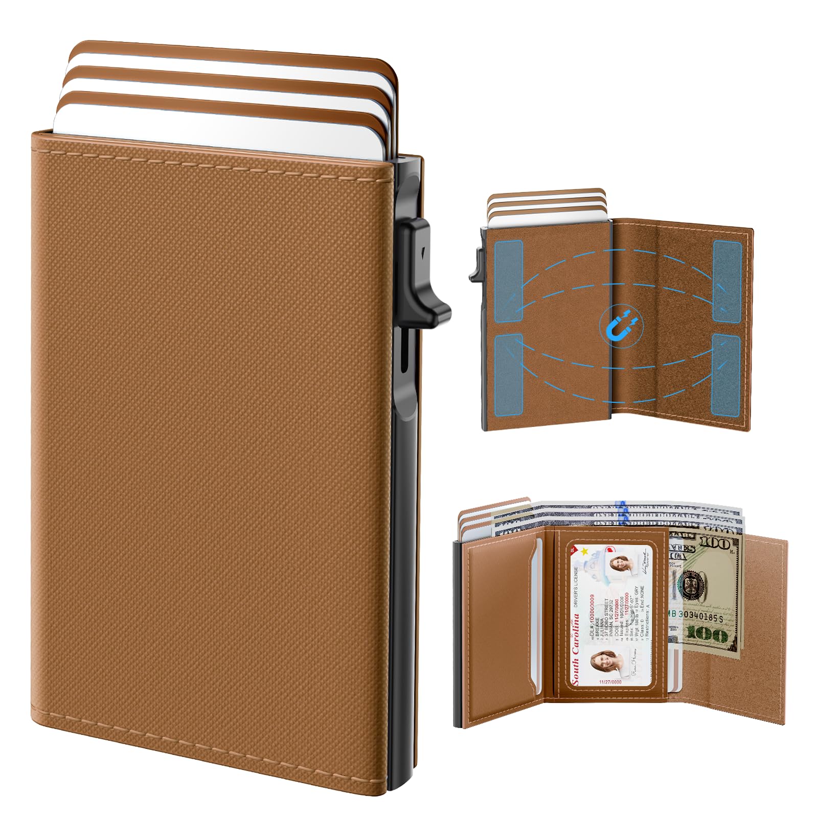 Slim Women Leather Wallet RFID Pop Up Card Holder ID Window