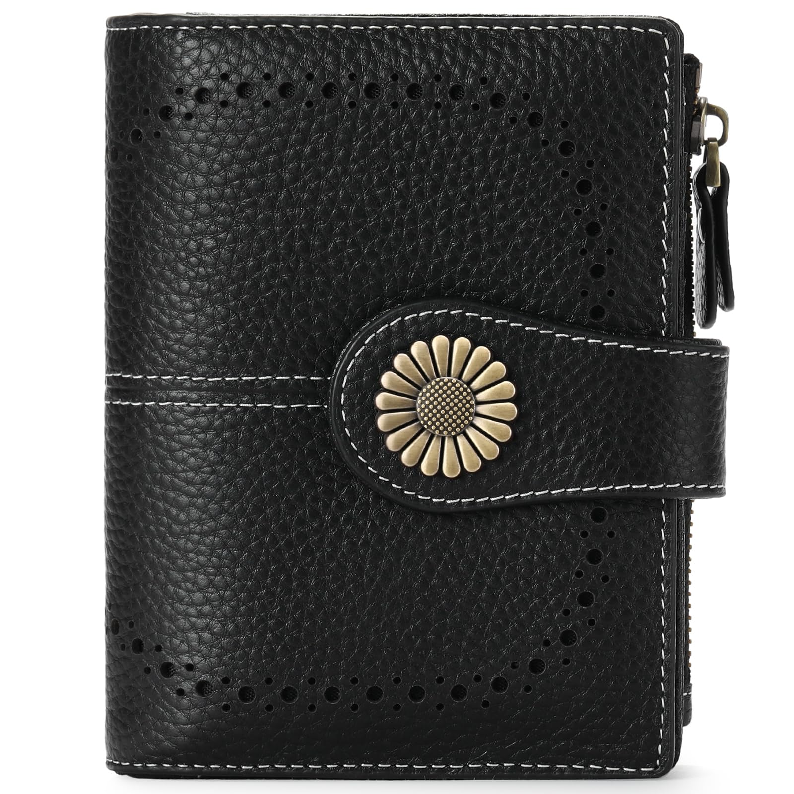 Small Leather RFID Wallet for Women with Zipper Coin Pocket