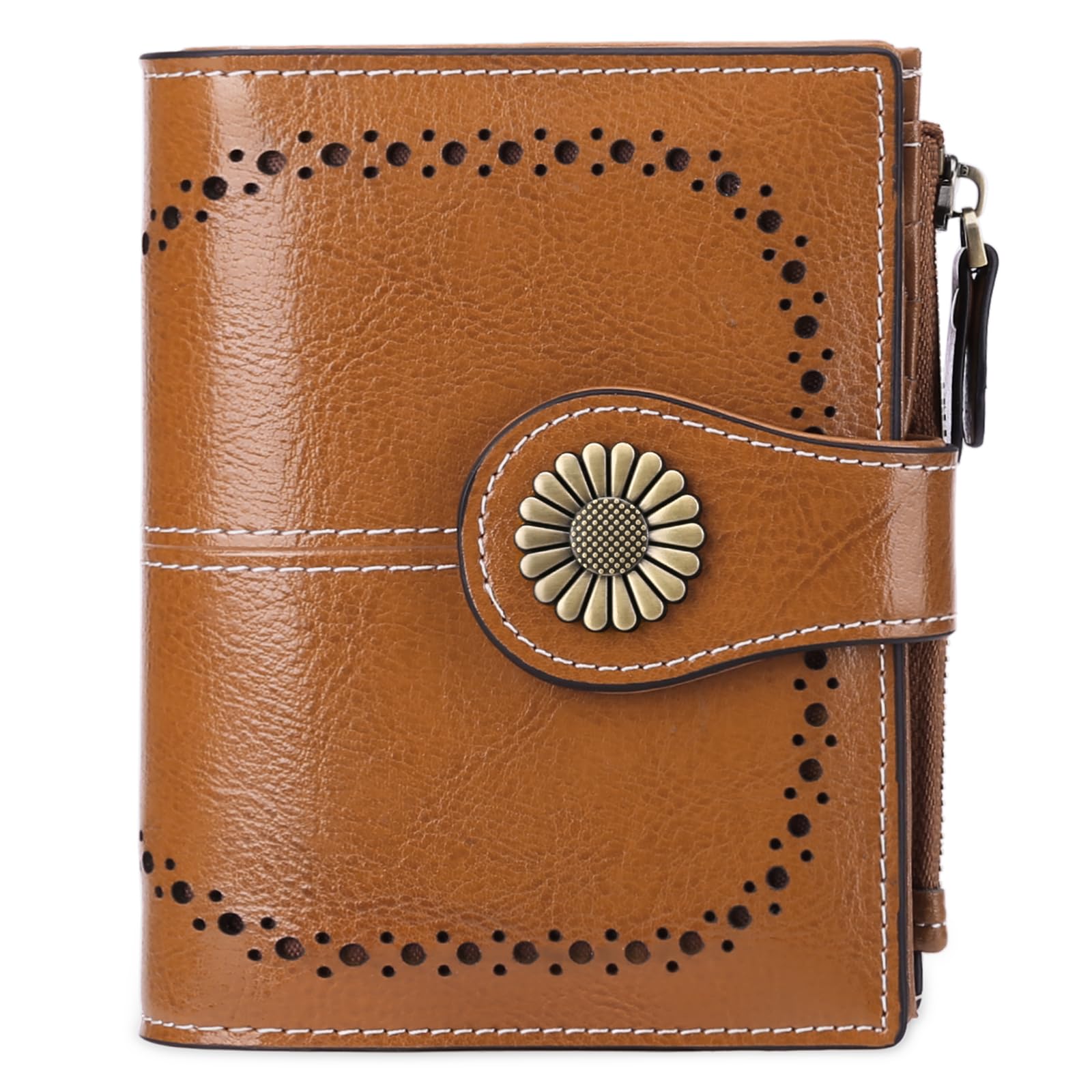 Small Leather RFID Wallet for Women with Zipper Coin Pocket