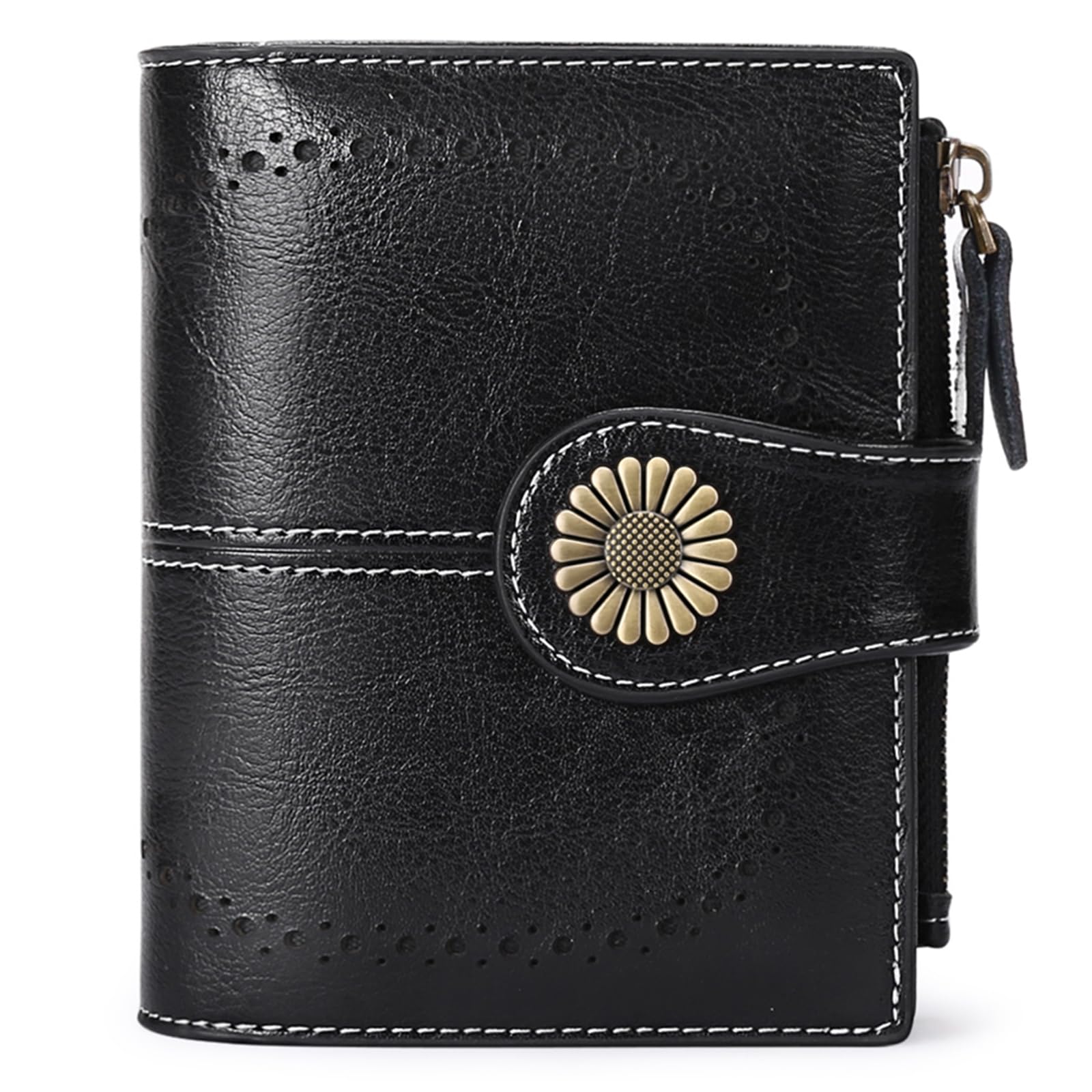 Small Leather RFID Wallet for Women with Zipper Coin Pocket