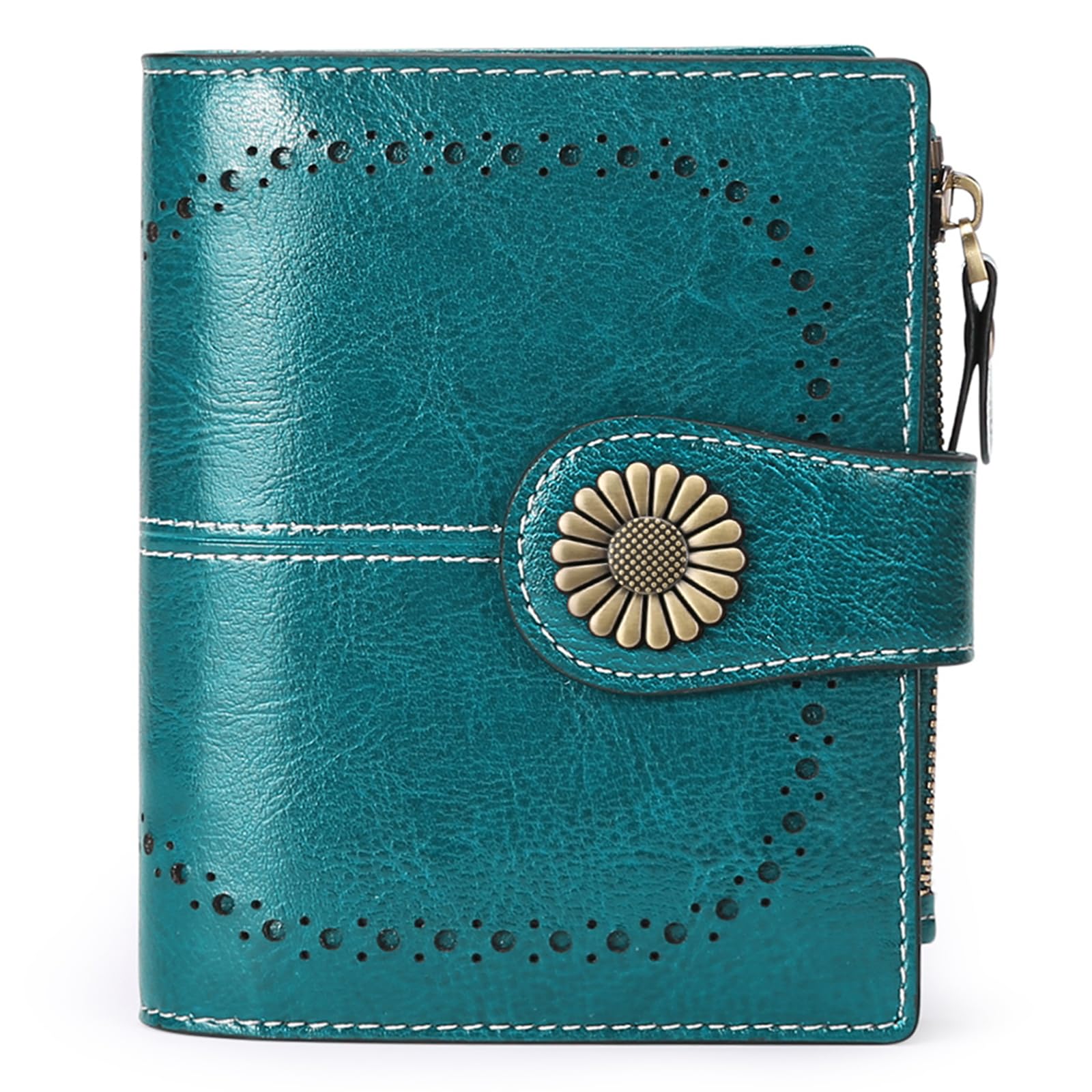 Small Leather RFID Wallet for Women with Zipper Coin Pocket