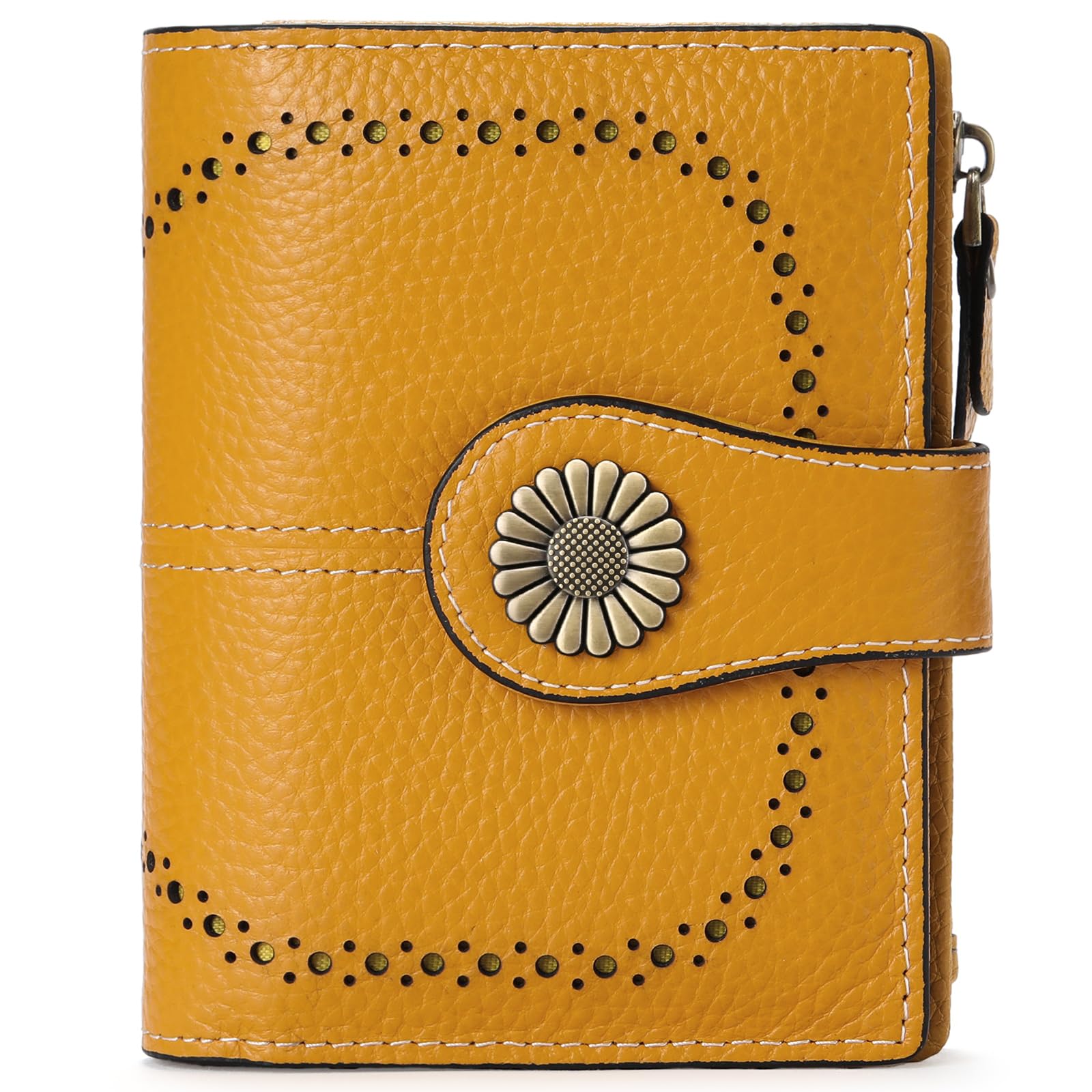 Small Leather RFID Wallet for Women with Zipper Coin Pocket