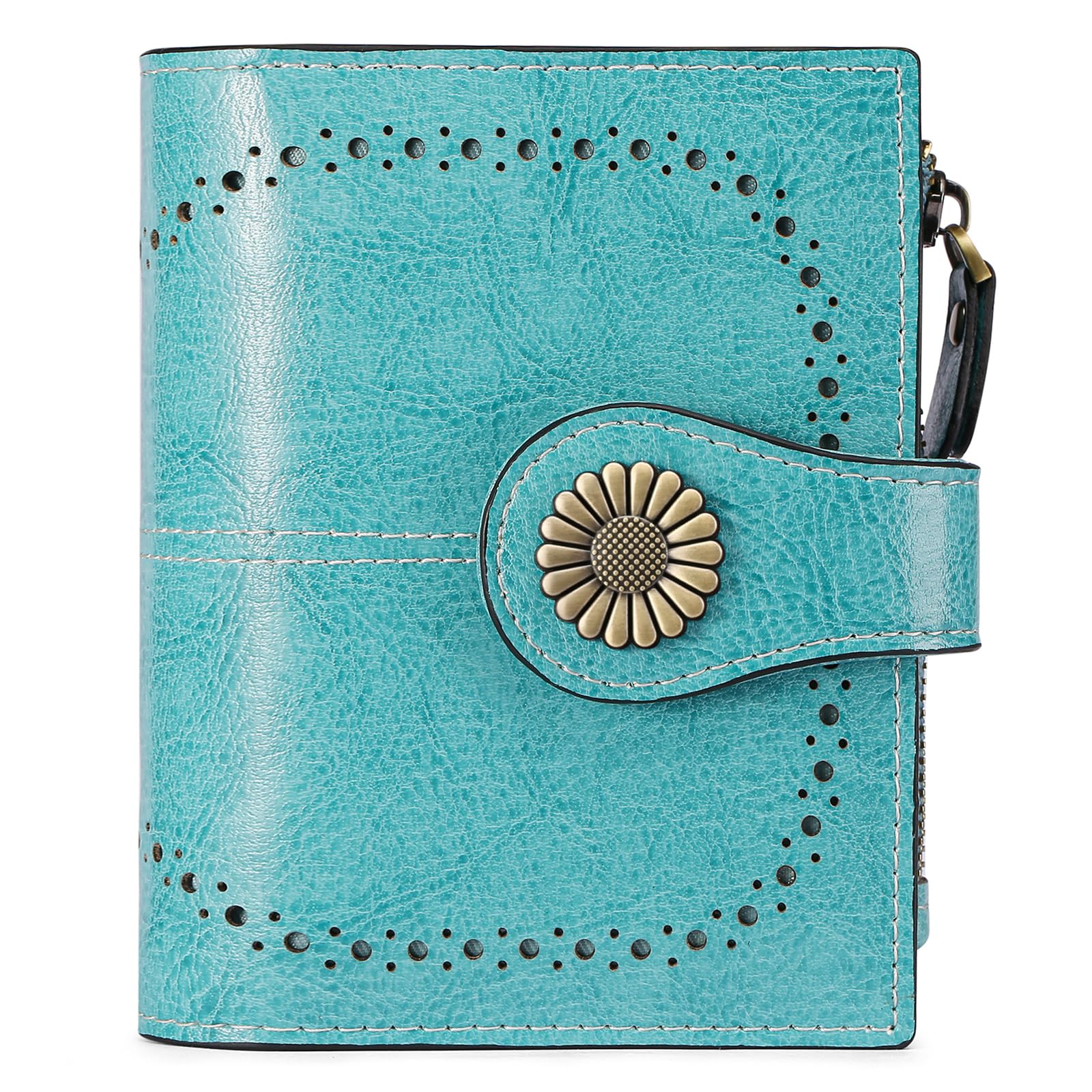 Small Leather RFID Wallet for Women with Zipper Coin Pocket