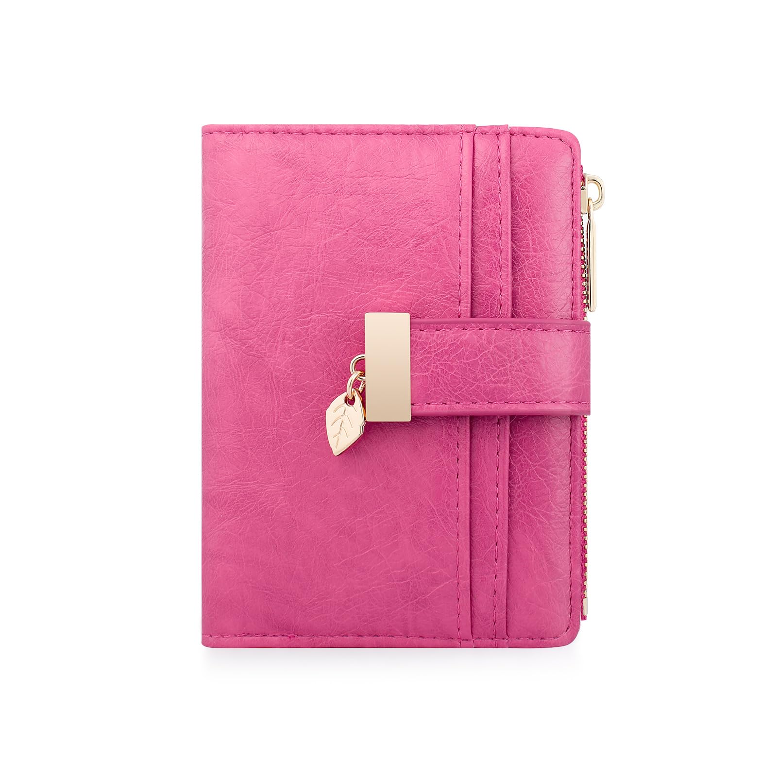 Women’s Small Leather Wallet – Bifold Wallet with Zipper Coin Pocket & Card Slots