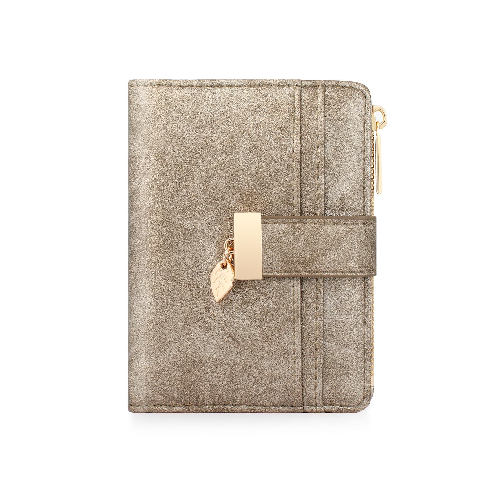 Women’s Small Leather Wallet – Bifold Wallet with Zipper Coin Pocket & Card Slots