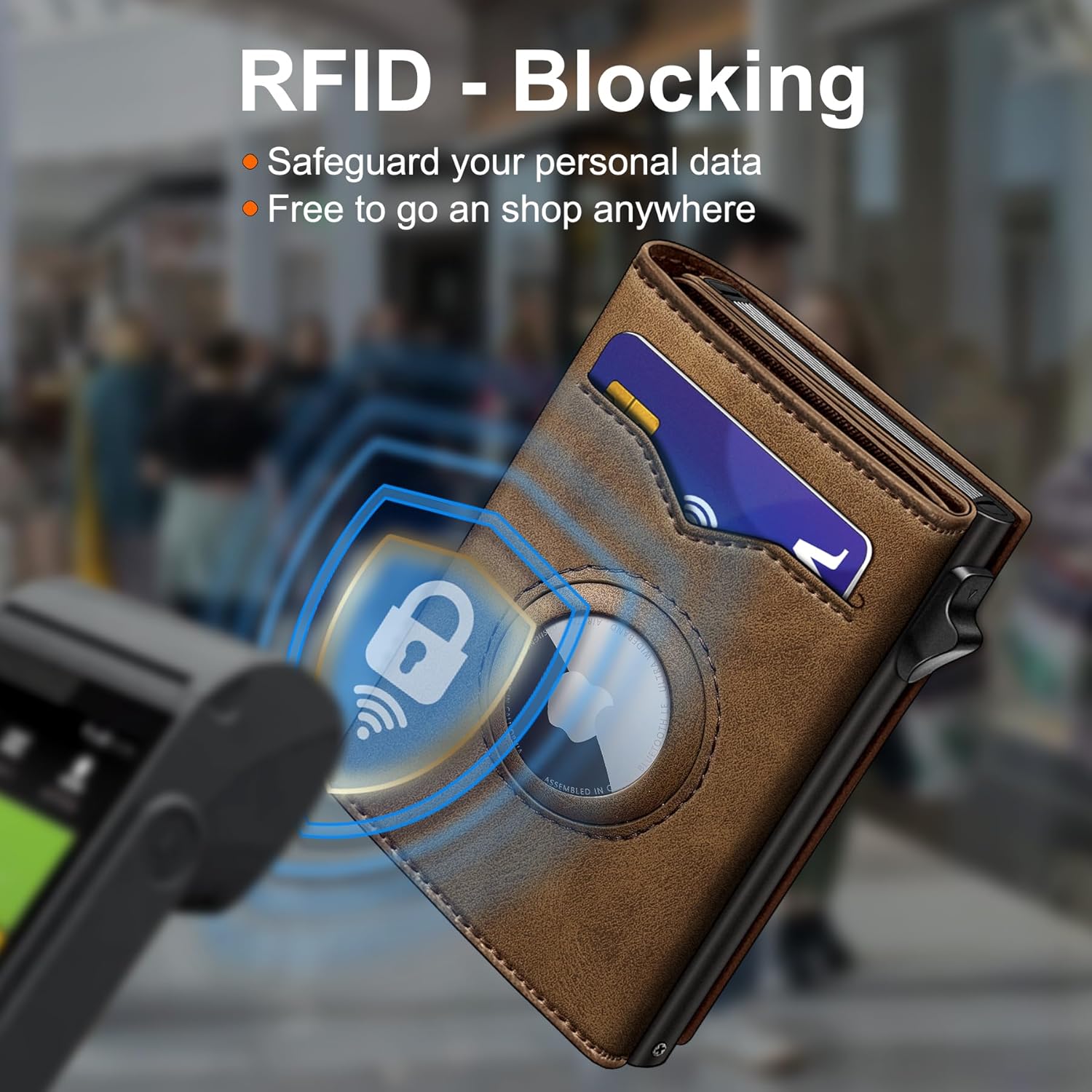 Smart AirTag Wallet for Men | RFID Blocking Slim Leather Trifold Wallet with Pop - Up Card Holder, Magnetic Closure & Gift Box - Abbycart