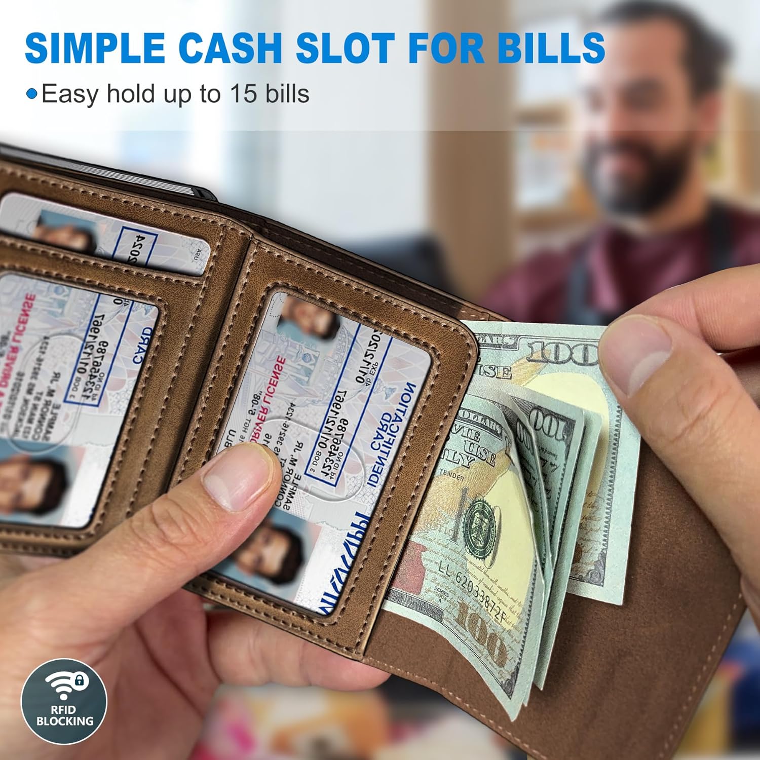 Smart AirTag Wallet for Men | RFID Blocking Slim Leather Trifold Wallet with Pop - Up Card Holder, Magnetic Closure & Gift Box - Abbycart