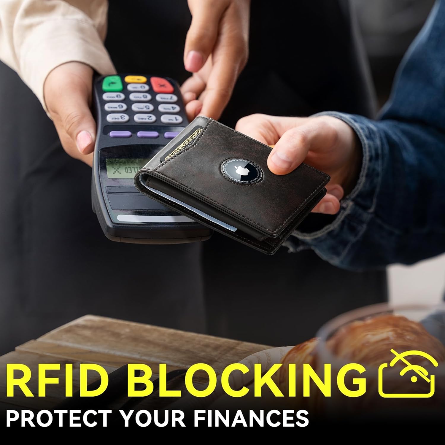 Smart AirTag Wallet for Men | RFID Blocking Slim Leather Wallet with ID Window, Card Holder & Minimalist Gift for Him - Abbycart