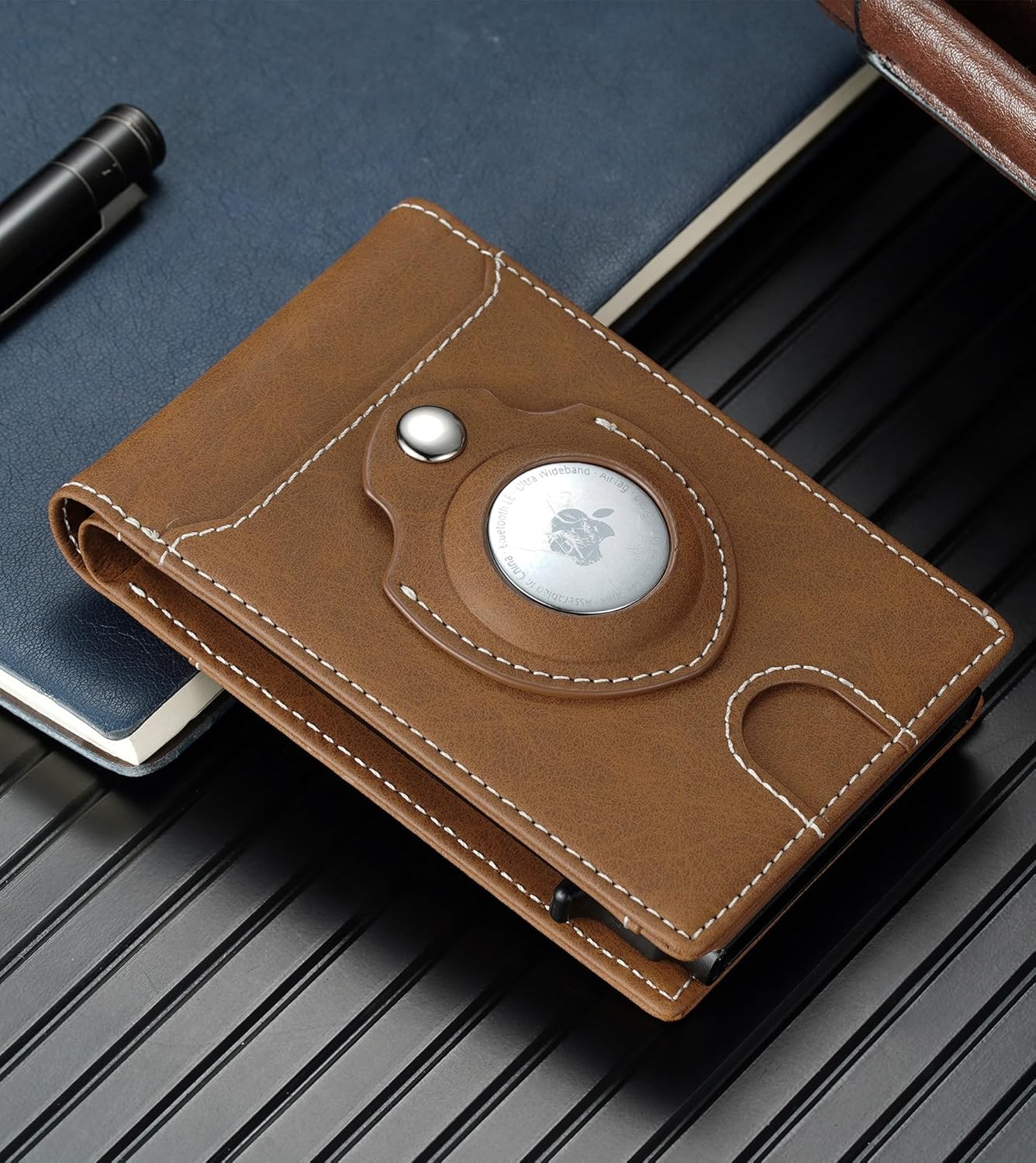 Smart AirTag Wallet for Men | RFID Blocking Slim Pop - Up Leather Wallet Holds 10+ Cards & ID Window Gift for Him - Abbycart