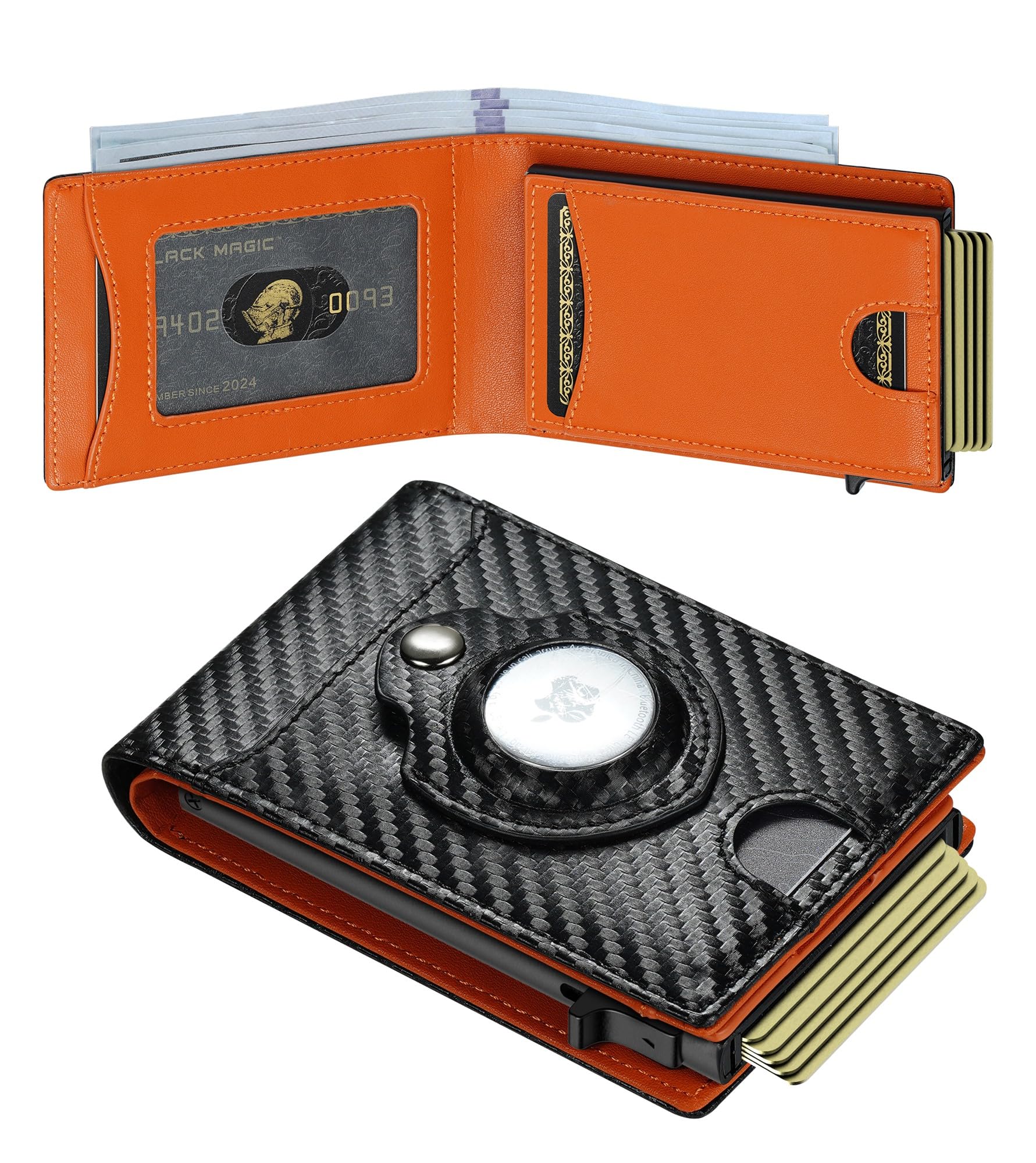 Smart AirTag Wallet for Men | RFID Blocking Slim Pop-Up Leather Wallet Holds 10+ Cards & ID Window Gift for Him