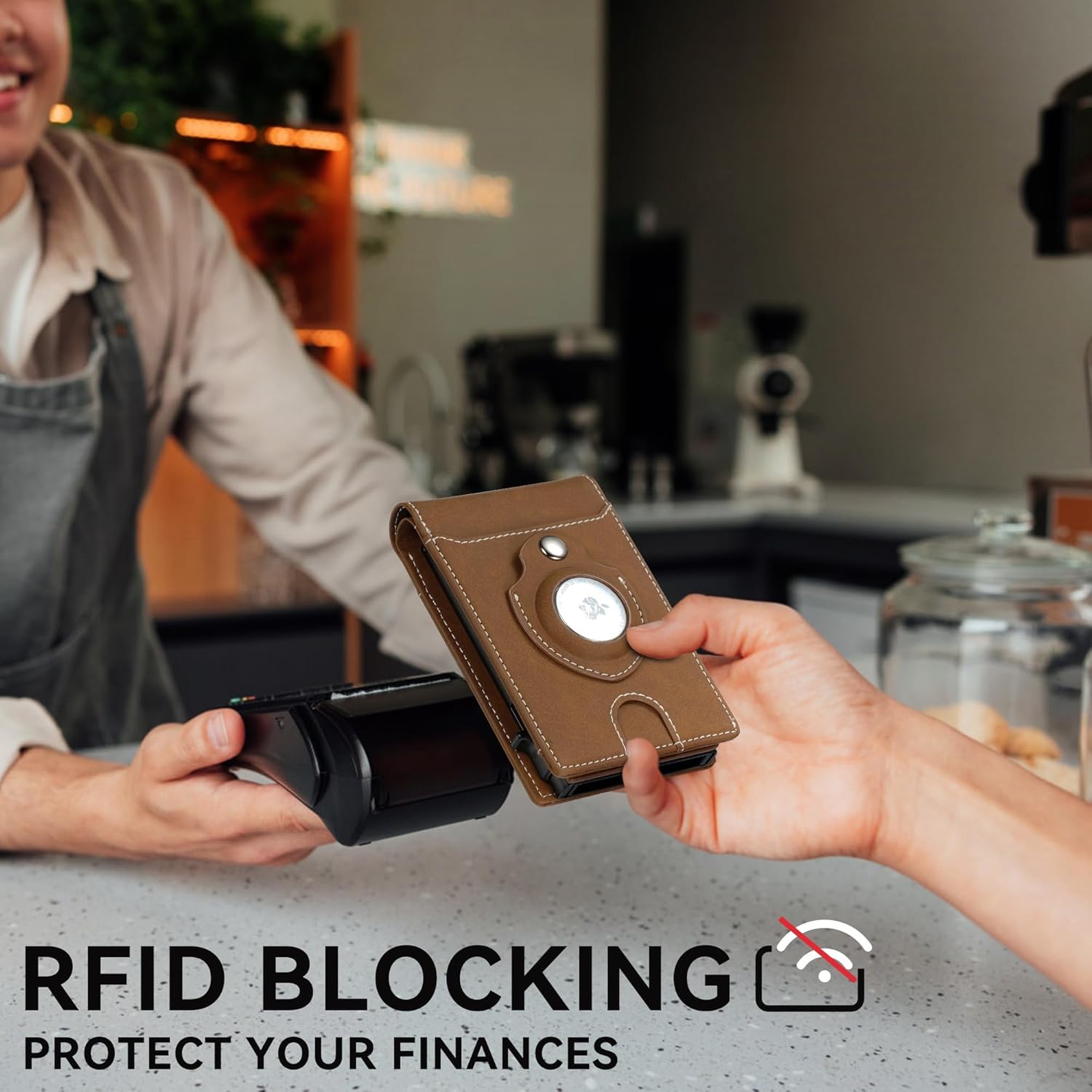 Smart AirTag Wallet for Men | RFID Blocking Slim Pop - Up Leather Wallet Holds 10+ Cards & ID Window Gift for Him - Abbycart