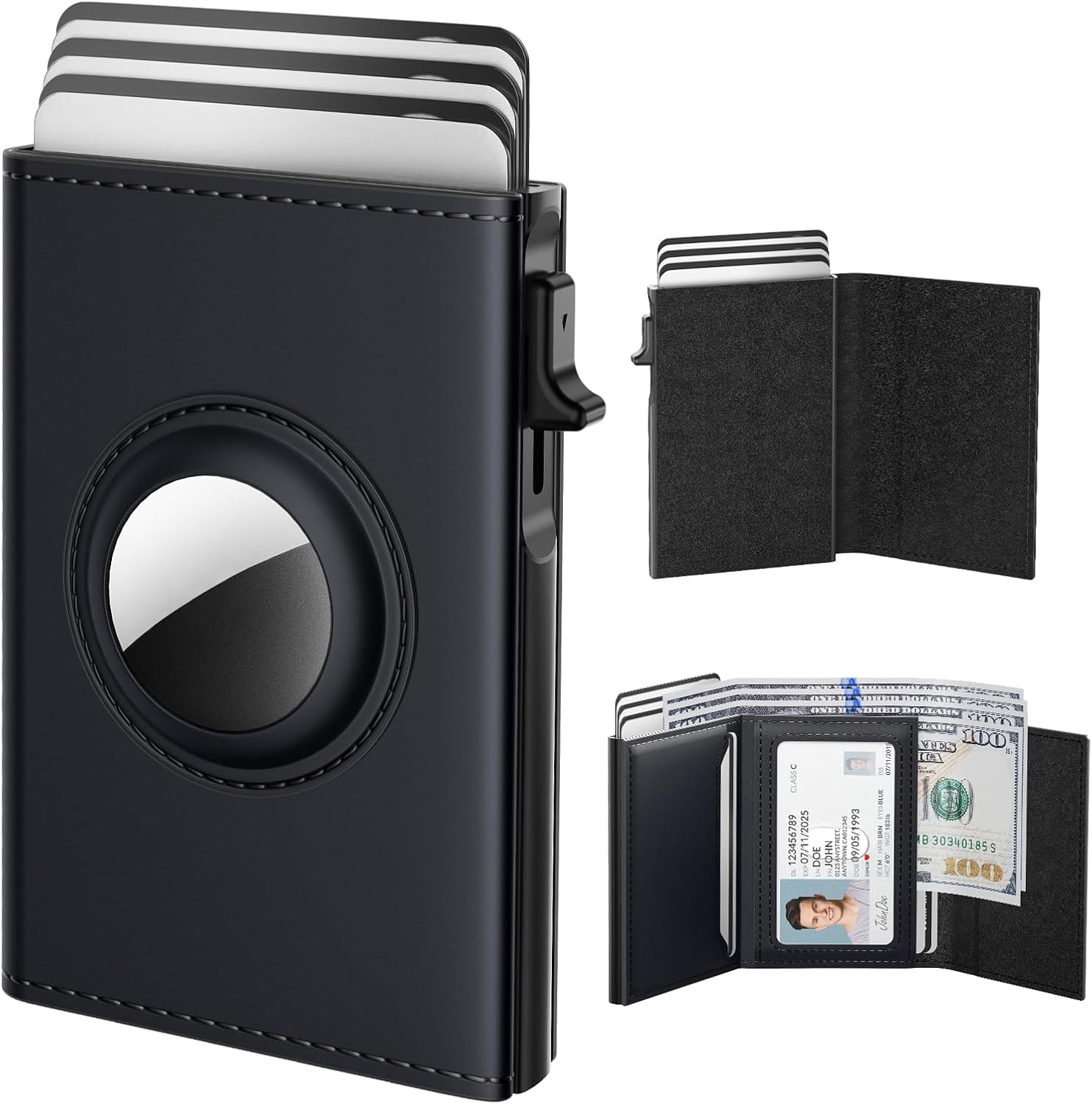 Smart AirTag Wallet for Men RFID Slim Pop Up Leather Card Holder