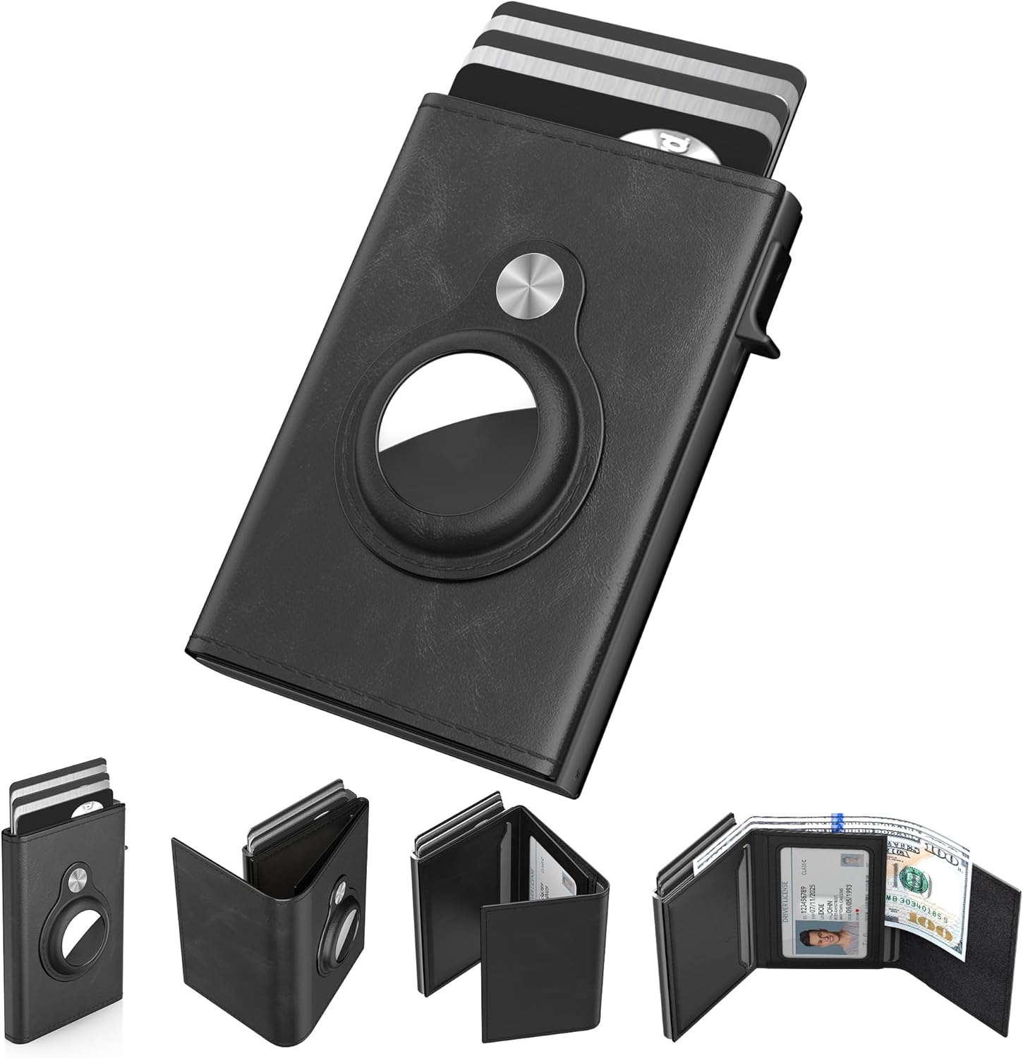 Smart AirTag Wallet for Men RFID Slim Pop Up Leather Card Holder