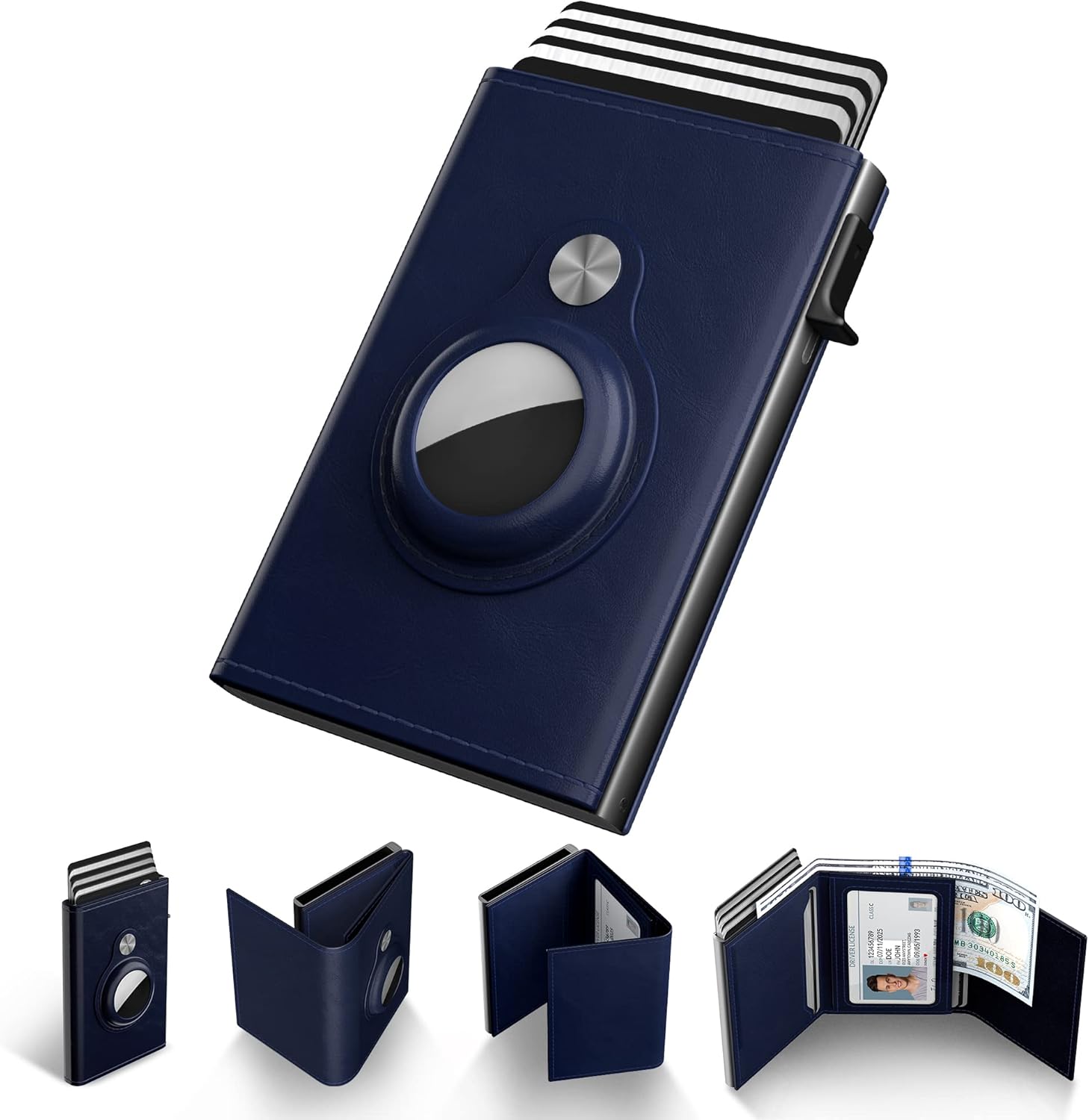 Smart AirTag Wallet for Men RFID Slim Pop Up Leather Card Holder