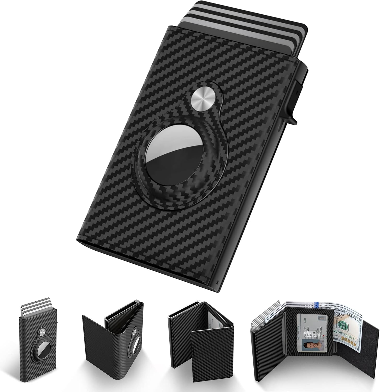 Smart AirTag Wallet for Men RFID Slim Pop Up Leather Card Holder