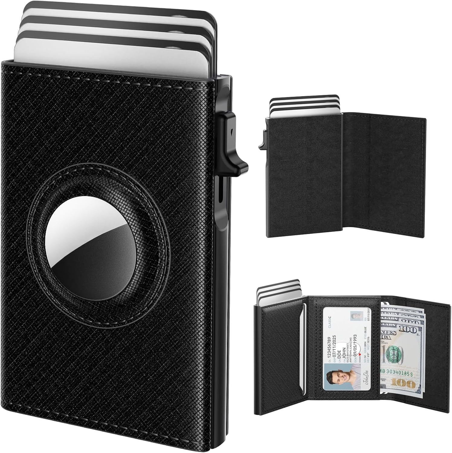 Smart AirTag Wallet for Men RFID Slim Pop Up Leather Card Holder