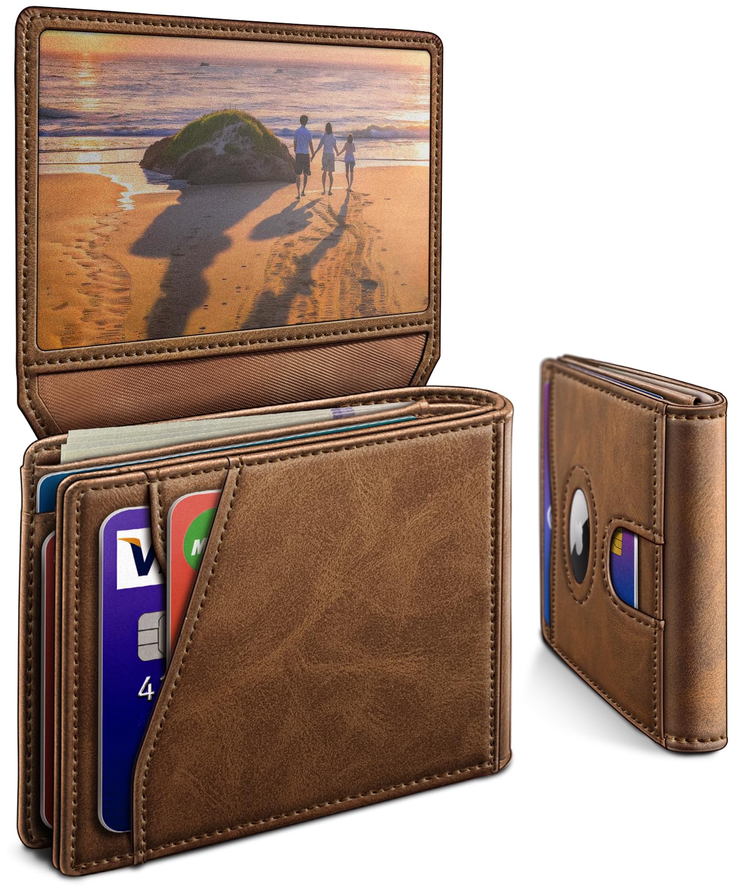 Smart AirTag Wallet for Men Slim Leather RFID Holder 13 Cards