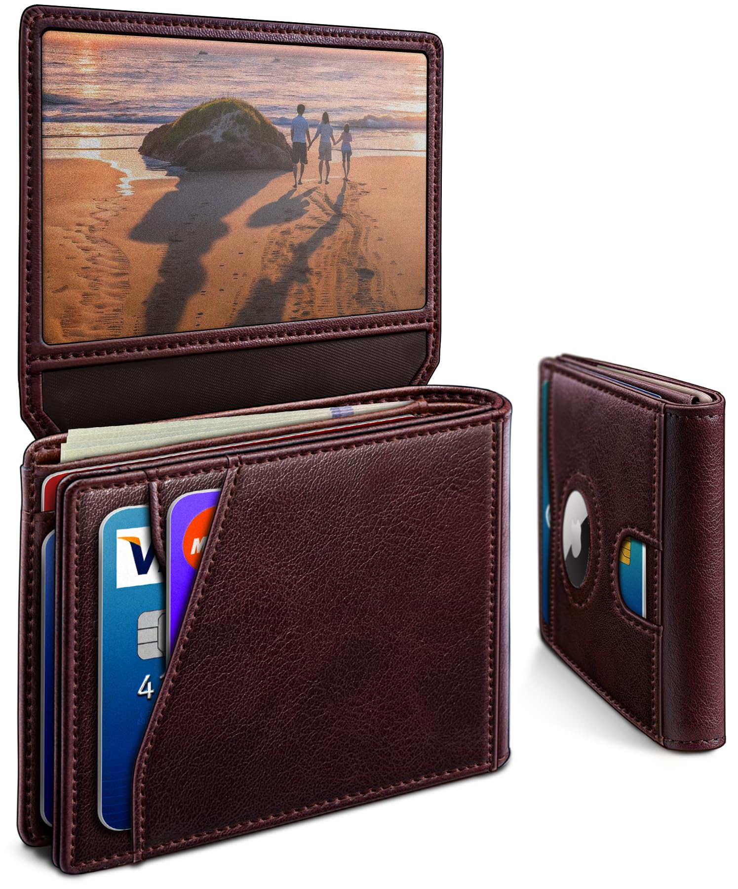 Smart AirTag Wallet for Men Slim Leather RFID Holder 13 Cards
