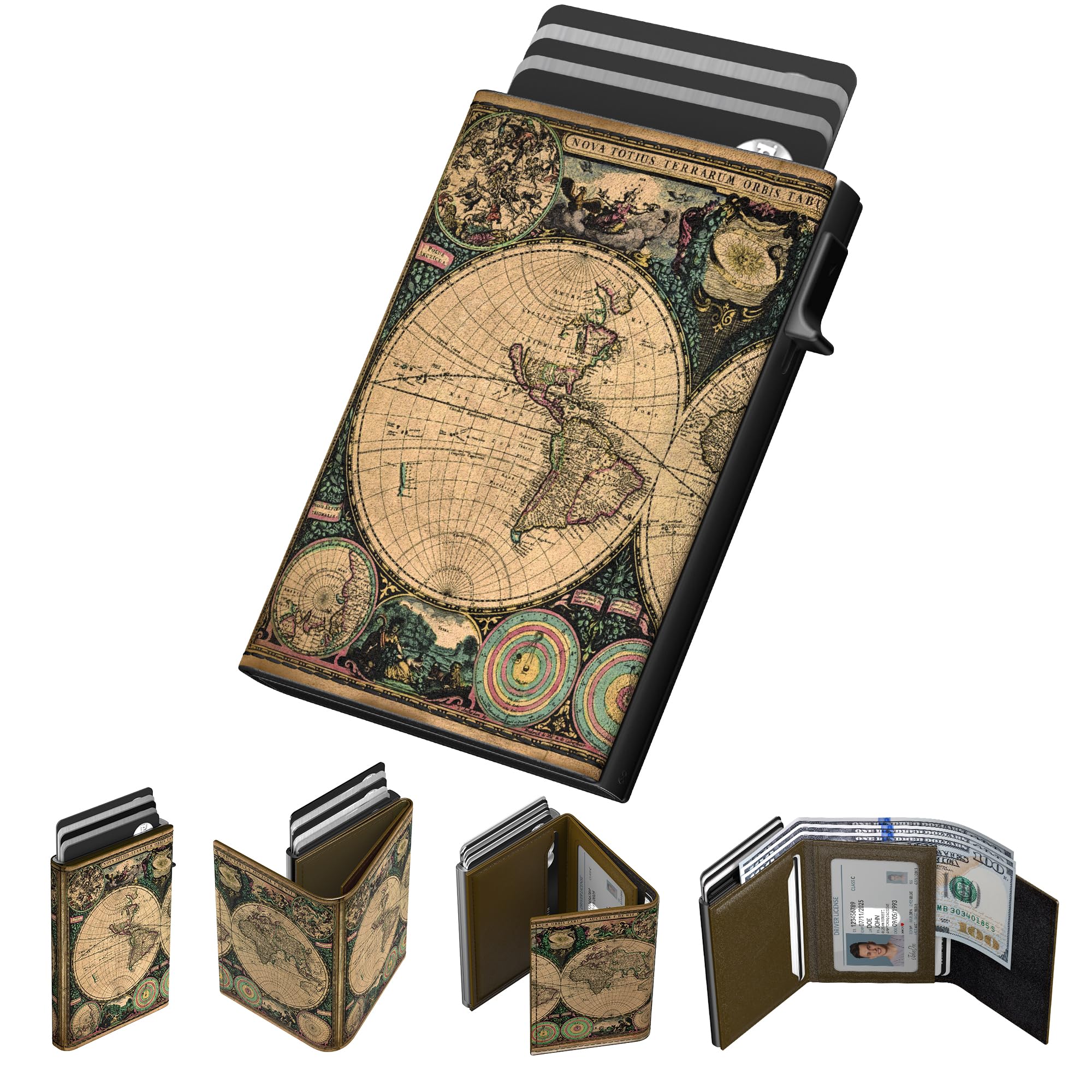 Smart Pop - Up Wallet for Men | RFID Slim Aluminum Holder, Holds 9–14 Cards with ID Window & Cash Slot, Minimalist Front Pocket Wallet - Abbycart