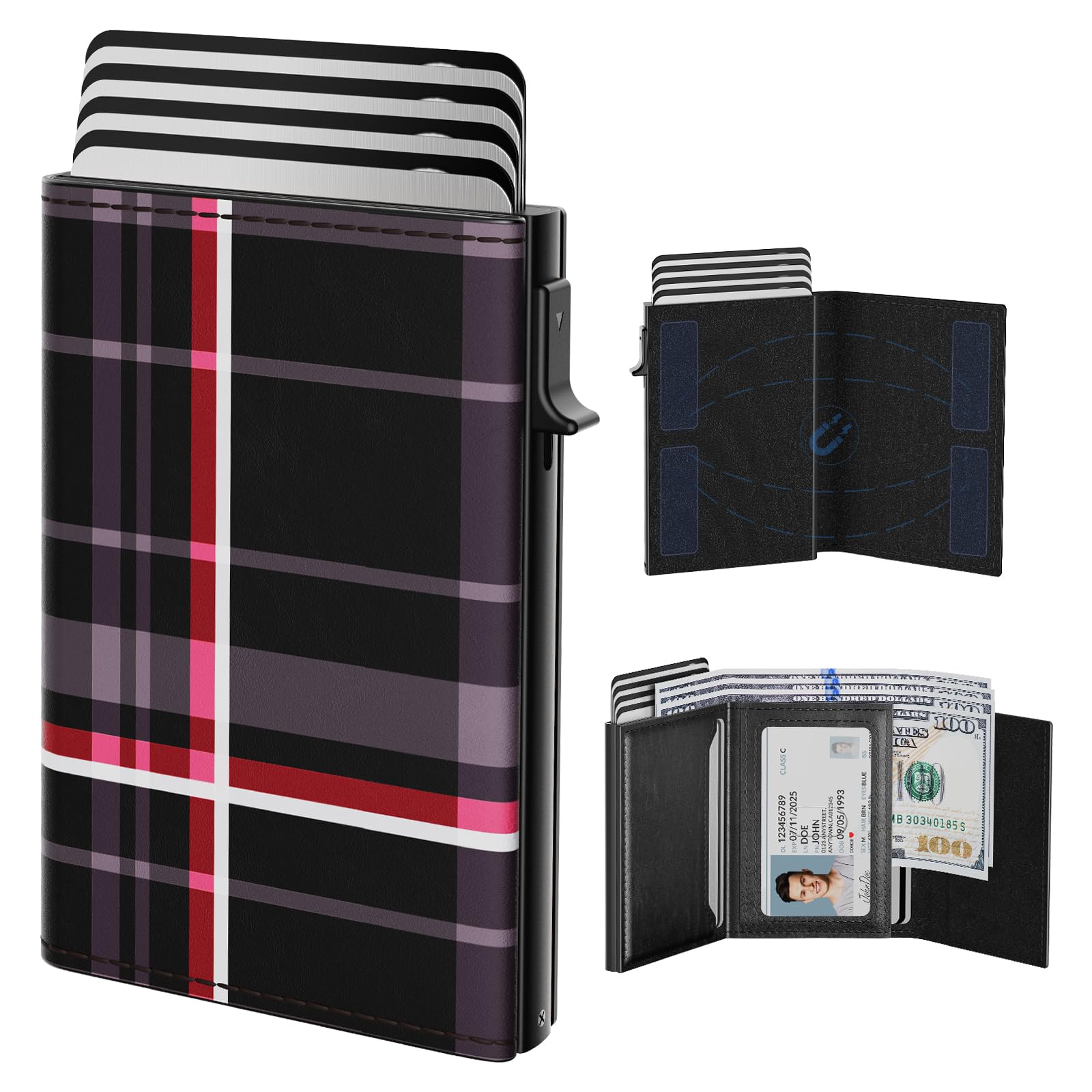 Smart Pop - Up Wallet for Men | RFID Slim Aluminum Holder, Holds 9–14 Cards with ID Window & Cash Slot, Minimalist Front Pocket Wallet - Abbycart