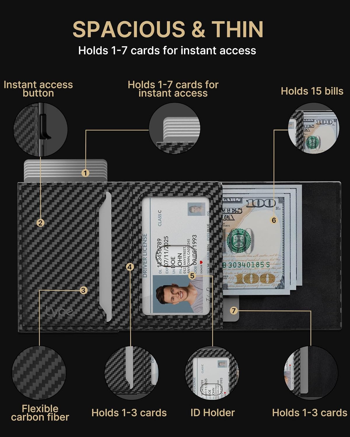 Smart Pop - Up Wallet for Men | RFID Slim Aluminum Holder, Holds 9–14 Cards with ID Window & Cash Slot, Minimalist Front Pocket Wallet - Abbycart