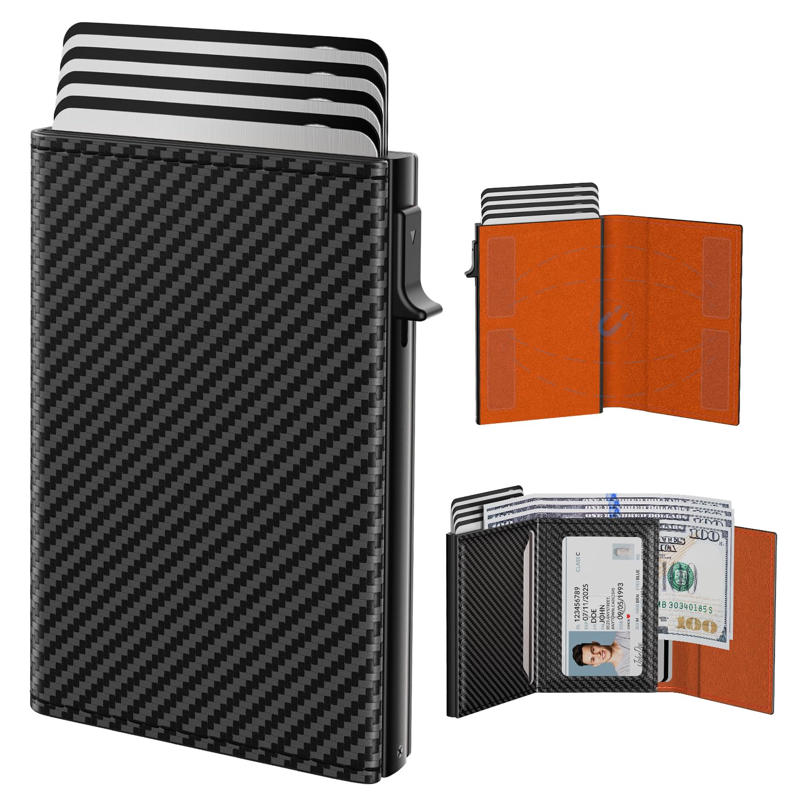 Smart Pop - Up Wallet for Men | RFID Slim Aluminum Holder, Holds 9–14 Cards with ID Window & Cash Slot, Minimalist Front Pocket Wallet - Abbycart