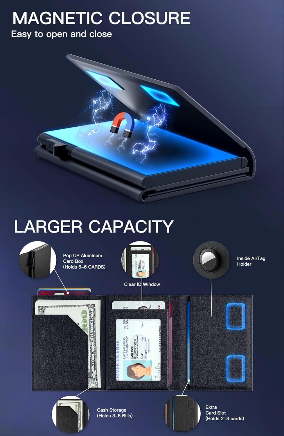 Smart RFID Blocking Leather Airtag Wallet for Men – Minimalist Bifold with Pop - Up Card Holder & Cash Slot - Abbycart