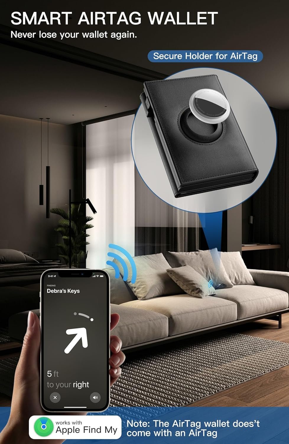 Smart RFID Blocking Leather Airtag Wallet for Men – Minimalist Bifold with Pop - Up Card Holder & Cash Slot - Abbycart