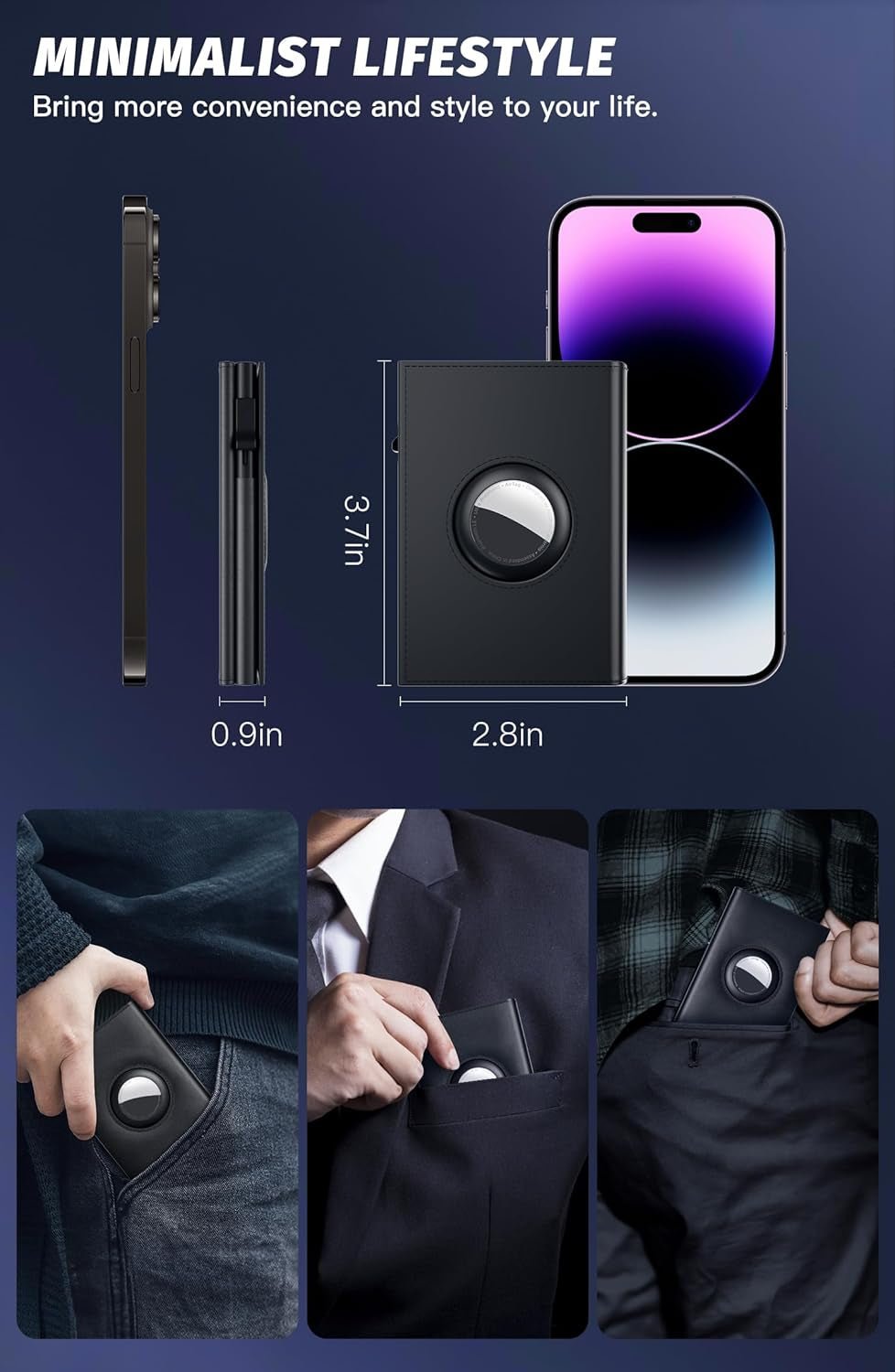 Smart RFID Blocking Leather Airtag Wallet for Men – Minimalist Bifold with Pop - Up Card Holder & Cash Slot - Abbycart