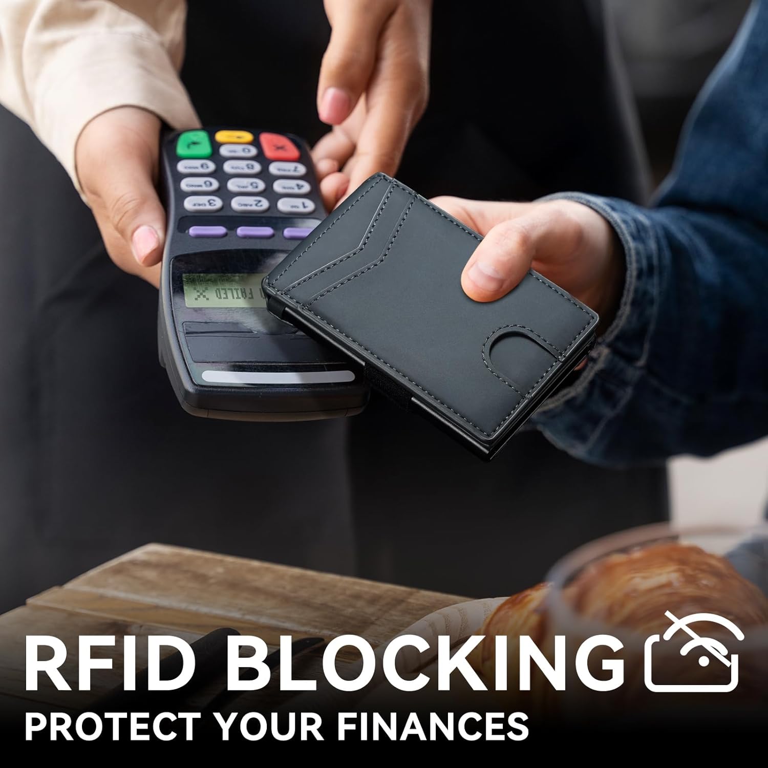 Smart Wallet for Men RFID Blocking | Slim Pop - Up Leather Card Holder Gift with Cash Strap & 12 Card Capacity - Abbycart