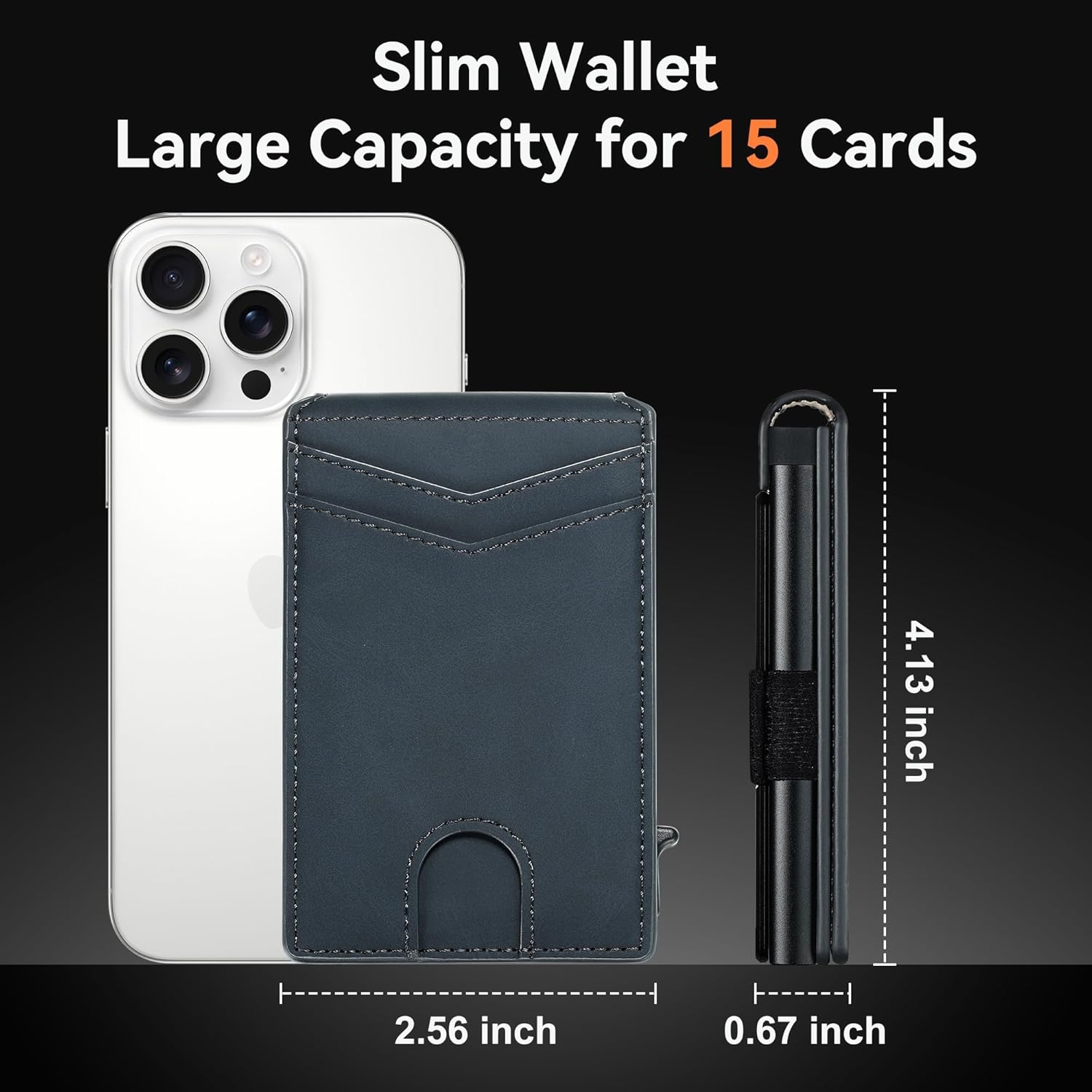 Smart Wallet for Men RFID Blocking | Slim Pop - Up Leather Card Holder Gift with Cash Strap & 12 Card Capacity - Abbycart