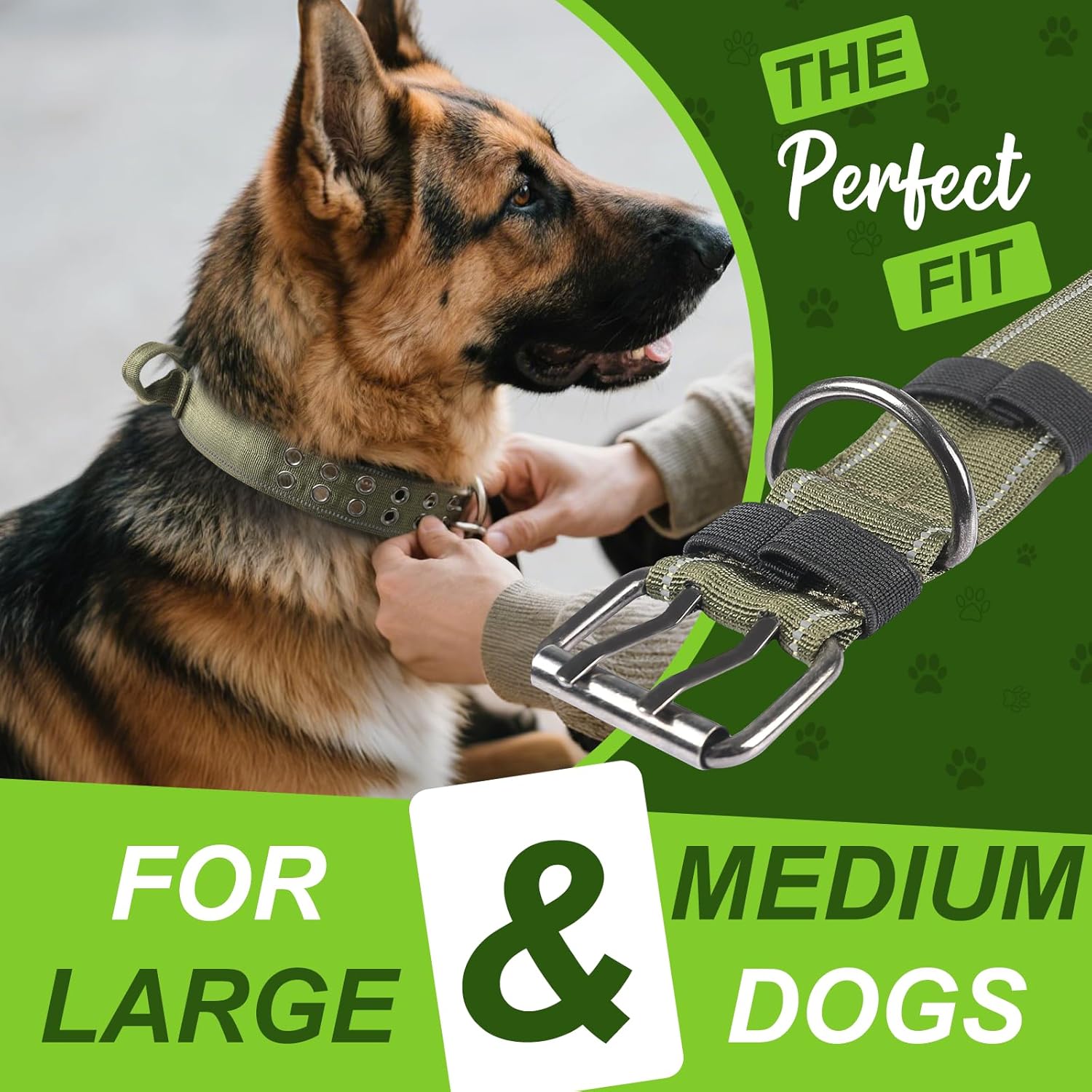 Tactical Air Tag Dog Collar Waterproof Adjustable with Handle