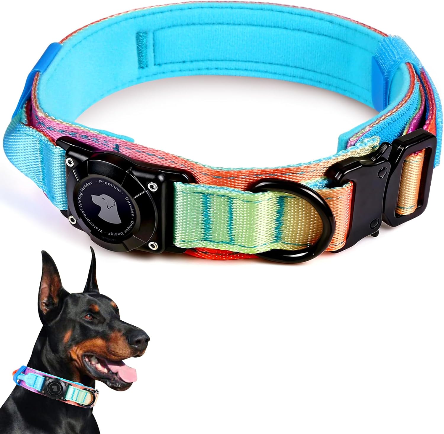 Tactical AirTag Dog Collar – Waterproof & Heavy Duty GPS
