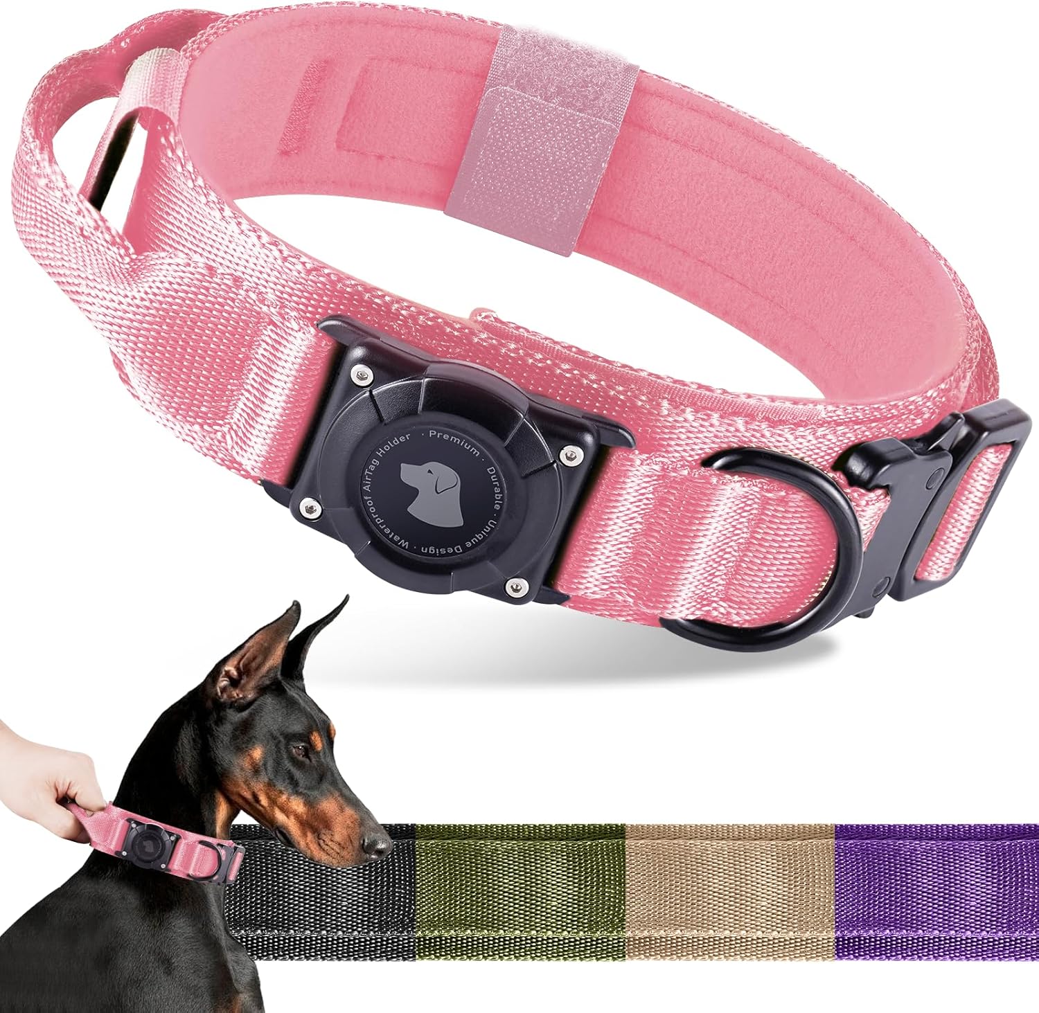 Tactical AirTag Dog Collar – Waterproof & Heavy Duty GPS