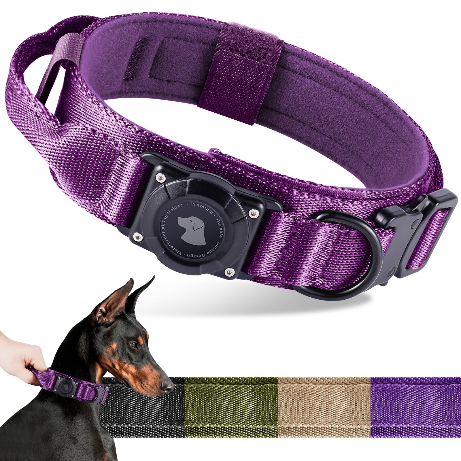 Tactical AirTag Dog Collar – Waterproof & Heavy Duty GPS