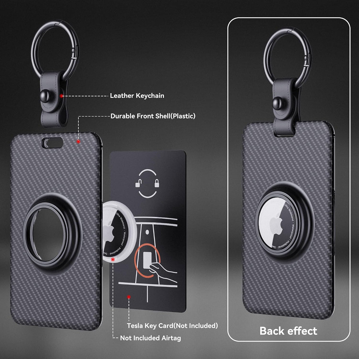 Card Holder for Tesla Keycard with AirTag Slot, Plastic Key Card Protective Case Cover for Tesla Model 3 Y S X