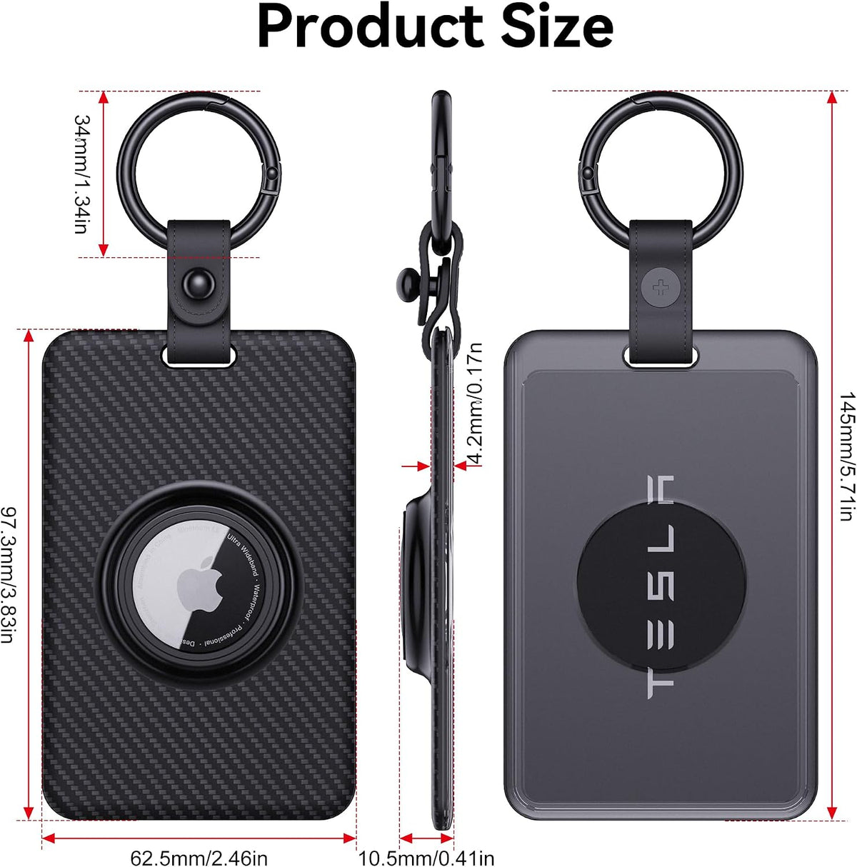 Card Holder for Tesla Keycard with AirTag Slot, Plastic Key Card Protective Case Cover for Tesla Model 3 Y S X